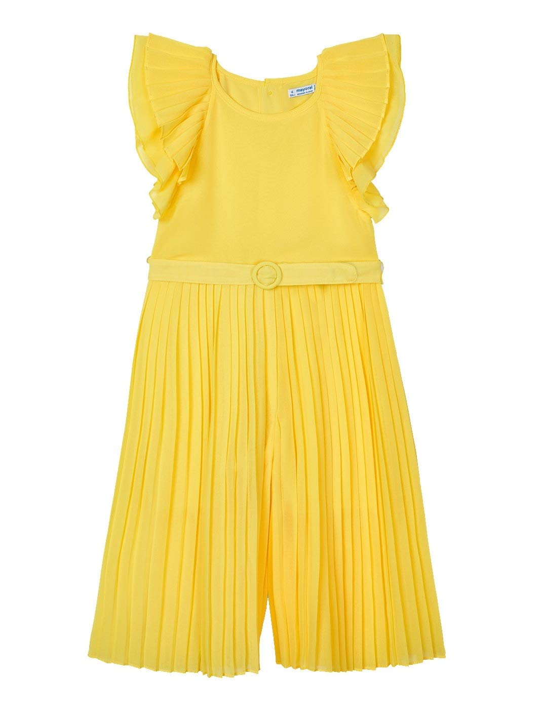 Mayoral Girls' Chiffon Jumpsuit - Yellow 3821 | Elegant & Comfortable Outfit for Parties, Weddings & Special Occasions