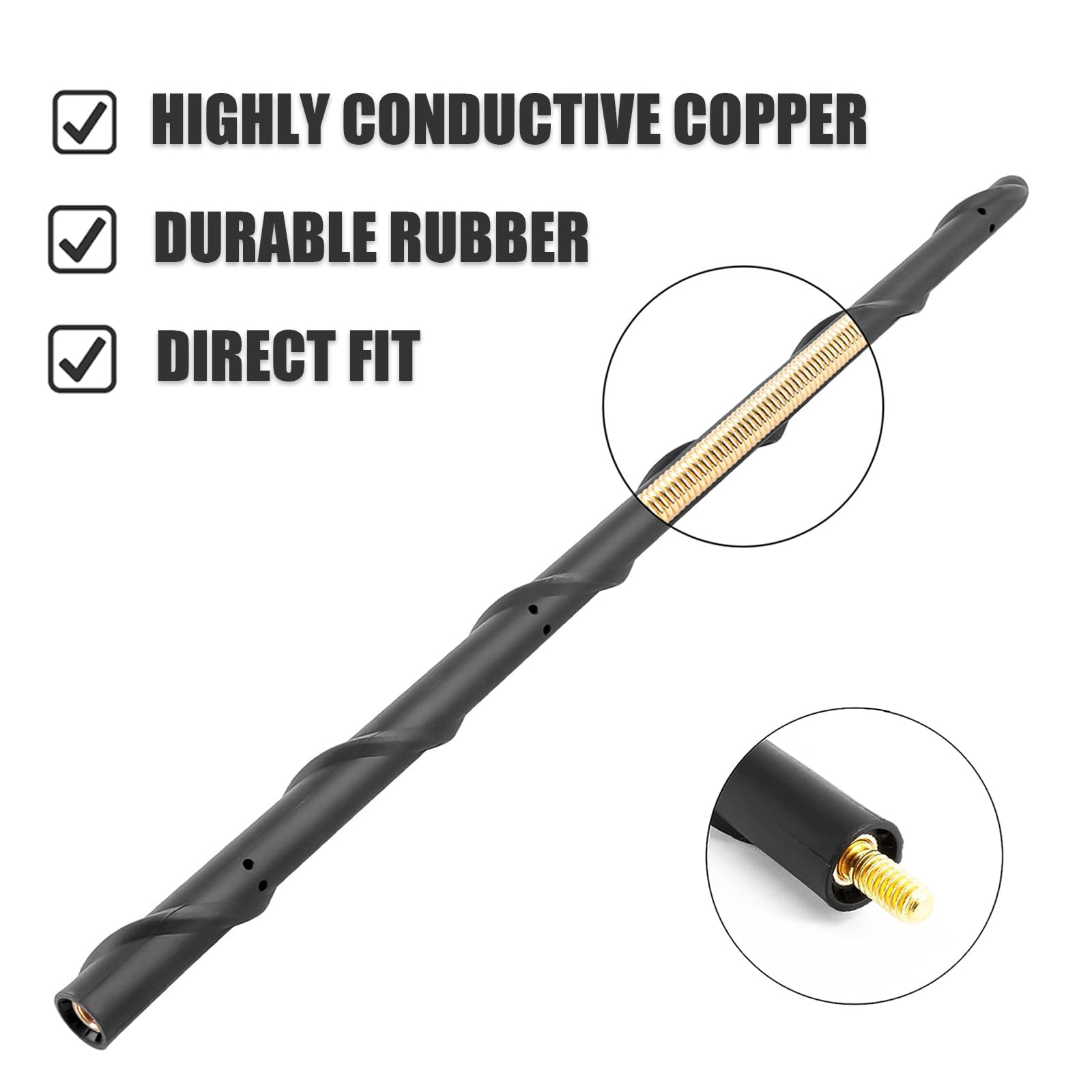 KSaAuto 13 Inch Short Antenna Replacement for 2009-2025 Ford F150, 2017-2025 F250 F350 & 2021-2025 Bronco - Durable Stubby Antenna Upgrade for Better Signal & Sleek Look - Perfect for Off-Roading, Daily Driving & Truck Customization