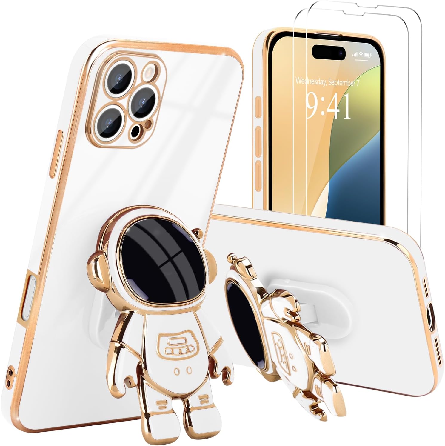 **3D Astronaut iPhone 16 Case - Cute Bling Soft Silicone Phone Cover in Hot Pink | Perfect for Everyday Protection & Stylish Outfits**