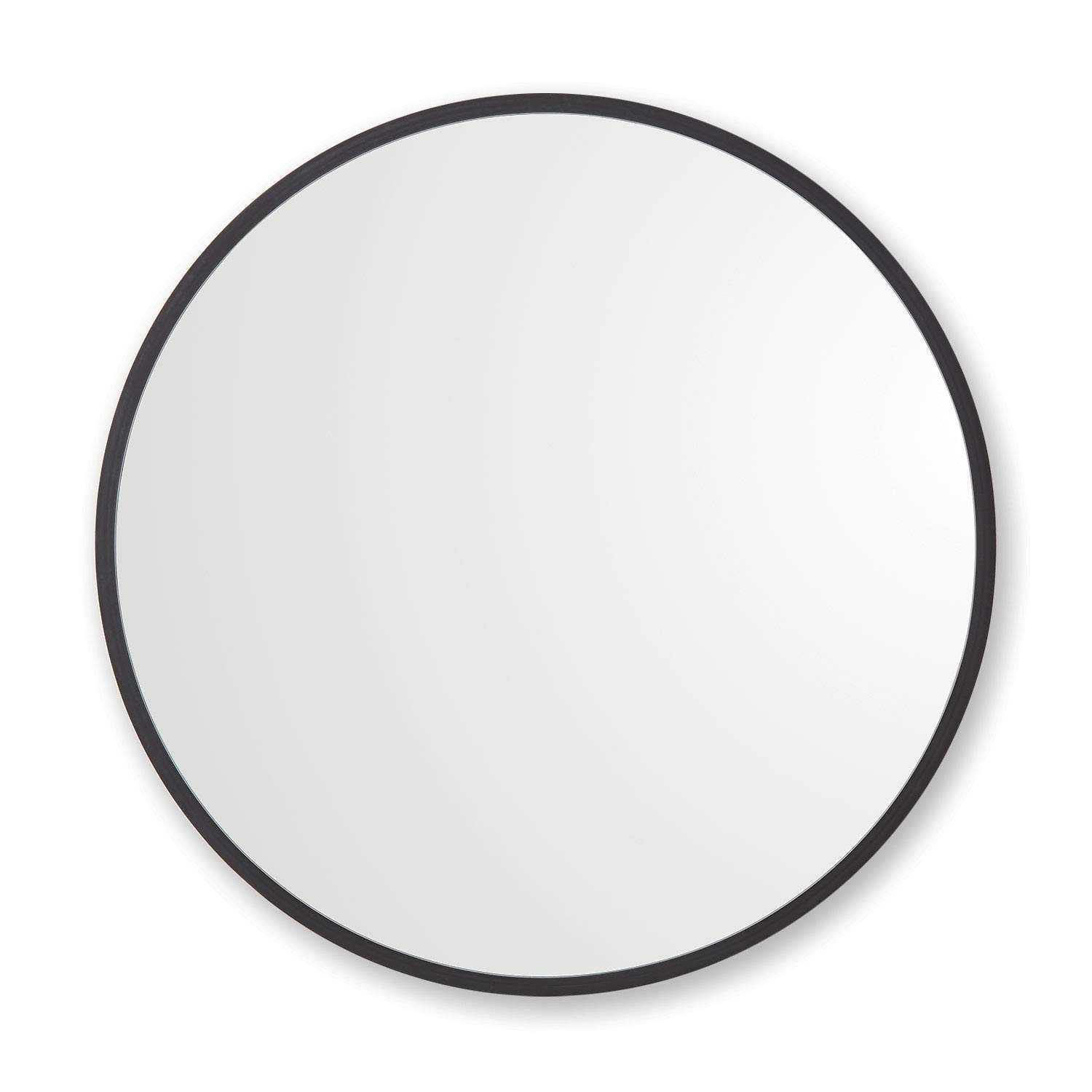 Better Bevel 36” x 36” Black Rubber Framed Round Mirror - Shatterproof Bathroom Wall Mirror for Vanity, Bedroom, and Entryway Decor