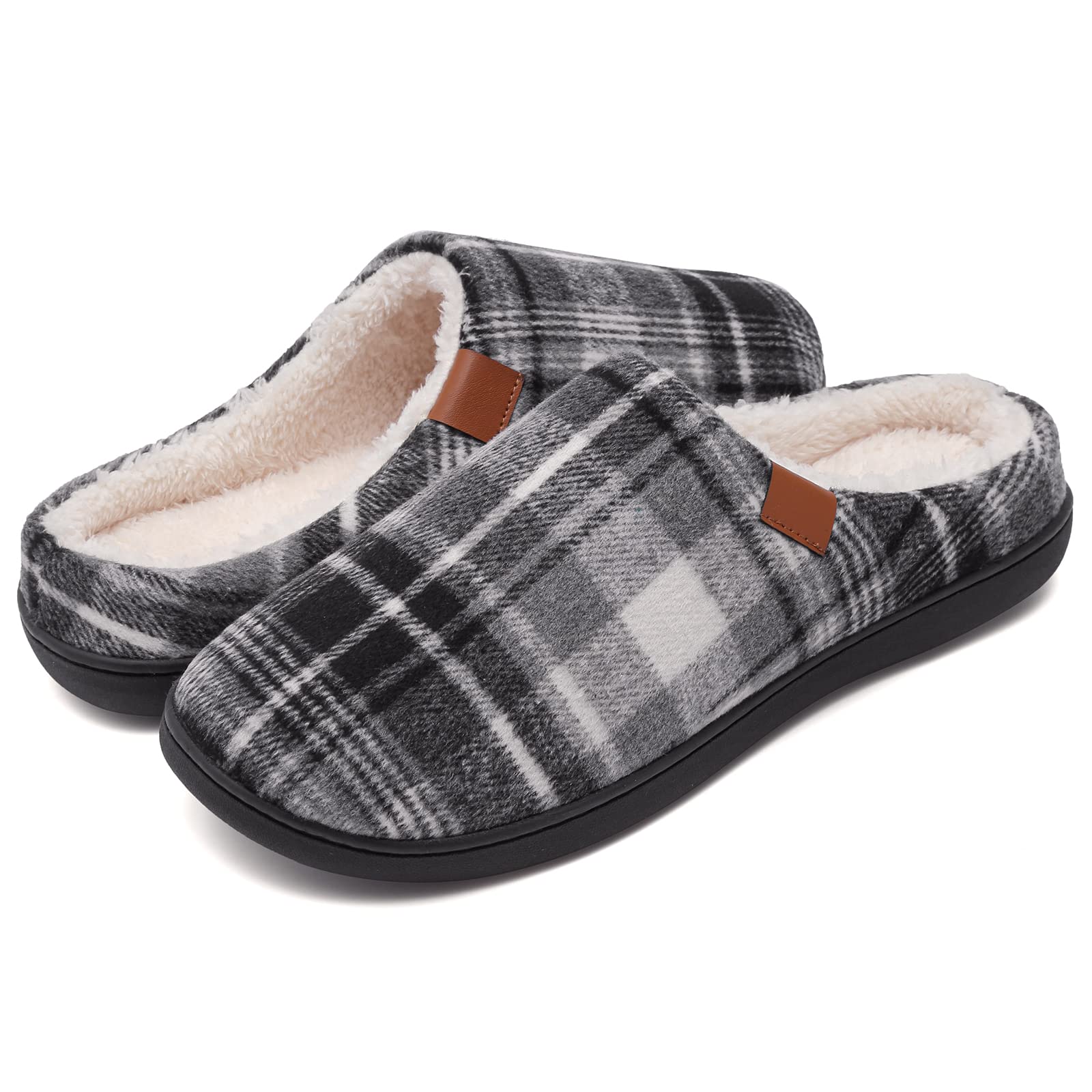 **Men's & Women's Memory Foam Slippers - Indoor/Outdoor Non-Slip House Shoes with Fleece Lining & Rubber Soles - Cozy Winter Footwear for Home, Office & Travel**