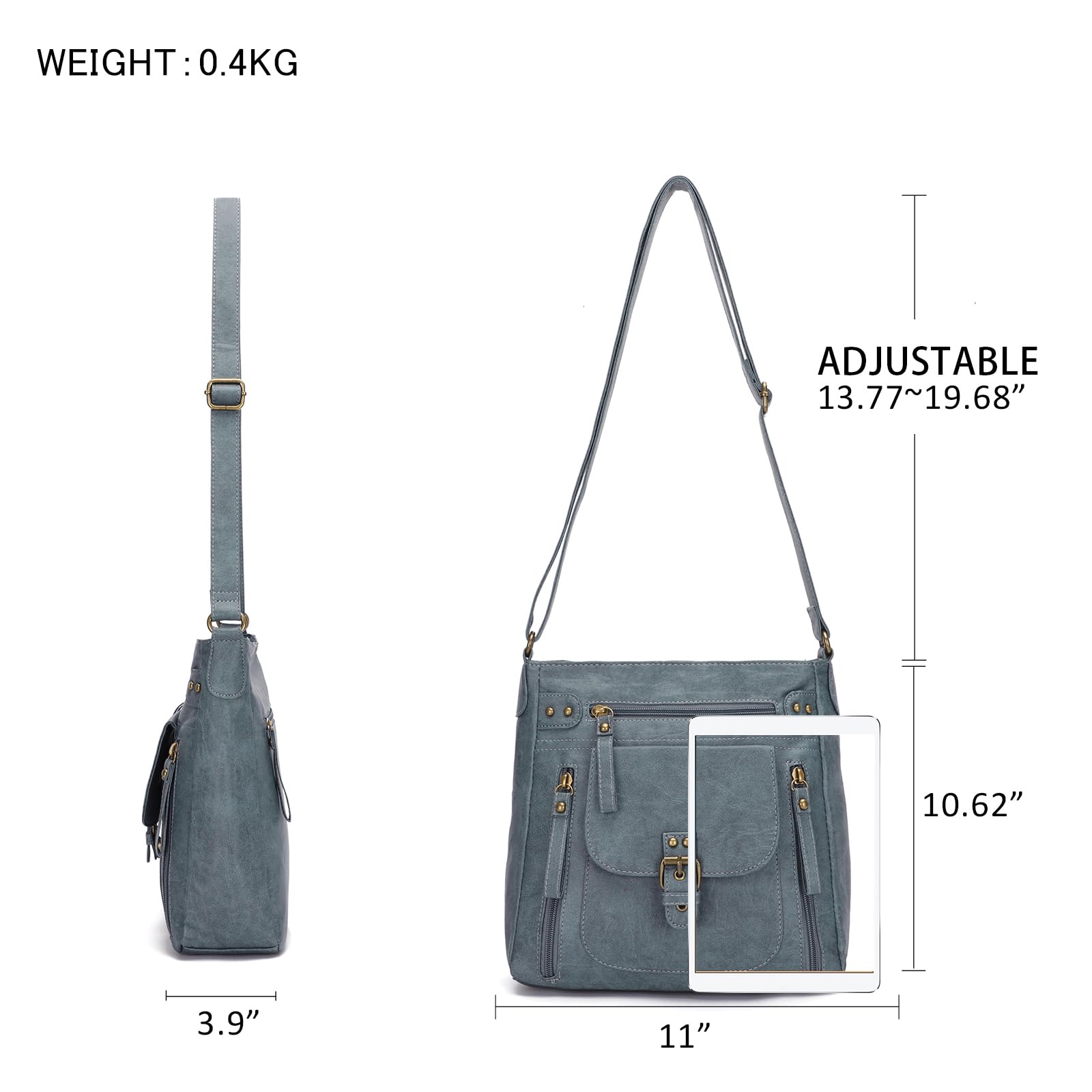 KL928 Women's Crossbody Bag with Multiple Pockets - Medium Size PU Leather Shoulder Purse for Daily Use, Travel & Shopping