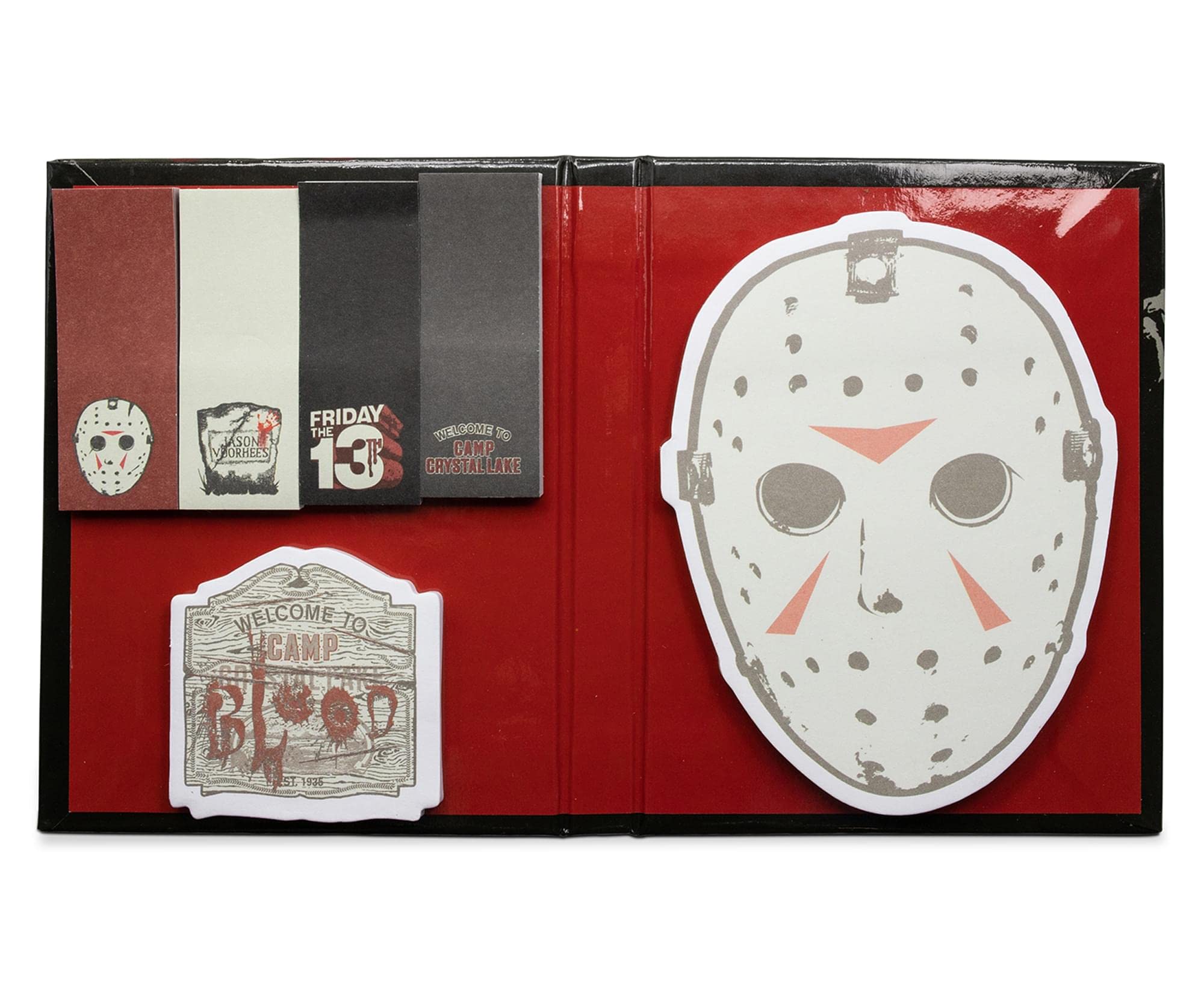 Friday the 13th Horror Movie Sticky Notes & Tabs Set - Jason Voorhees Themed Office Supplies for Work, School, College | Memo Pads, Stationery Paper for Business, Home Office | Perfect Gift for Horror Fans & Collectors - Great for Note-Taking, Bookmarking, and Organizing Tasks