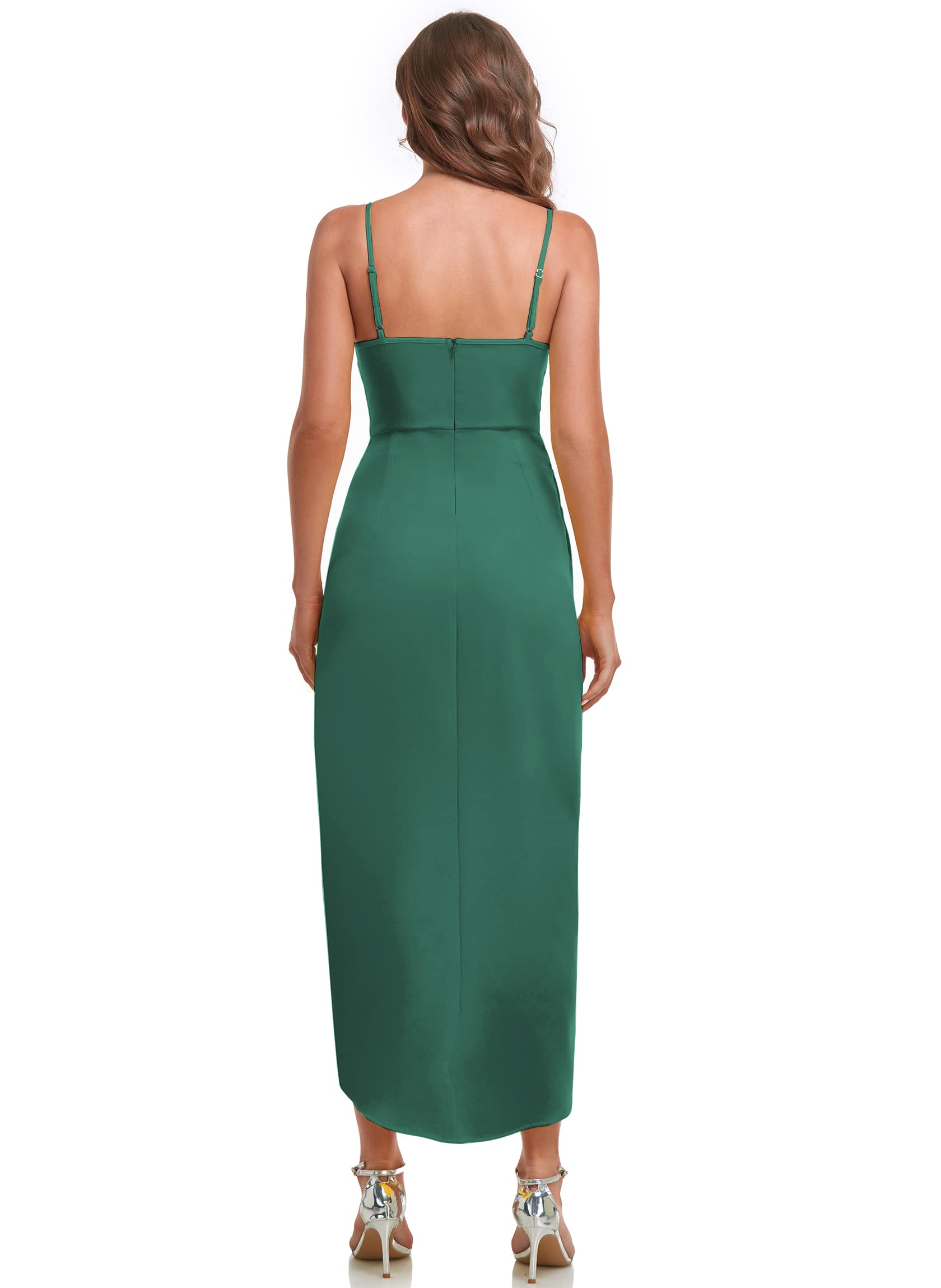 Aigeman Women's Spaghetti Strap Backless Satin Maxi Dress for Wedding Guest & Cocktail Party | Elegant Summer Formal Evening Gown | Perfect for Beach Vacations, Date Nights & Special Occasions