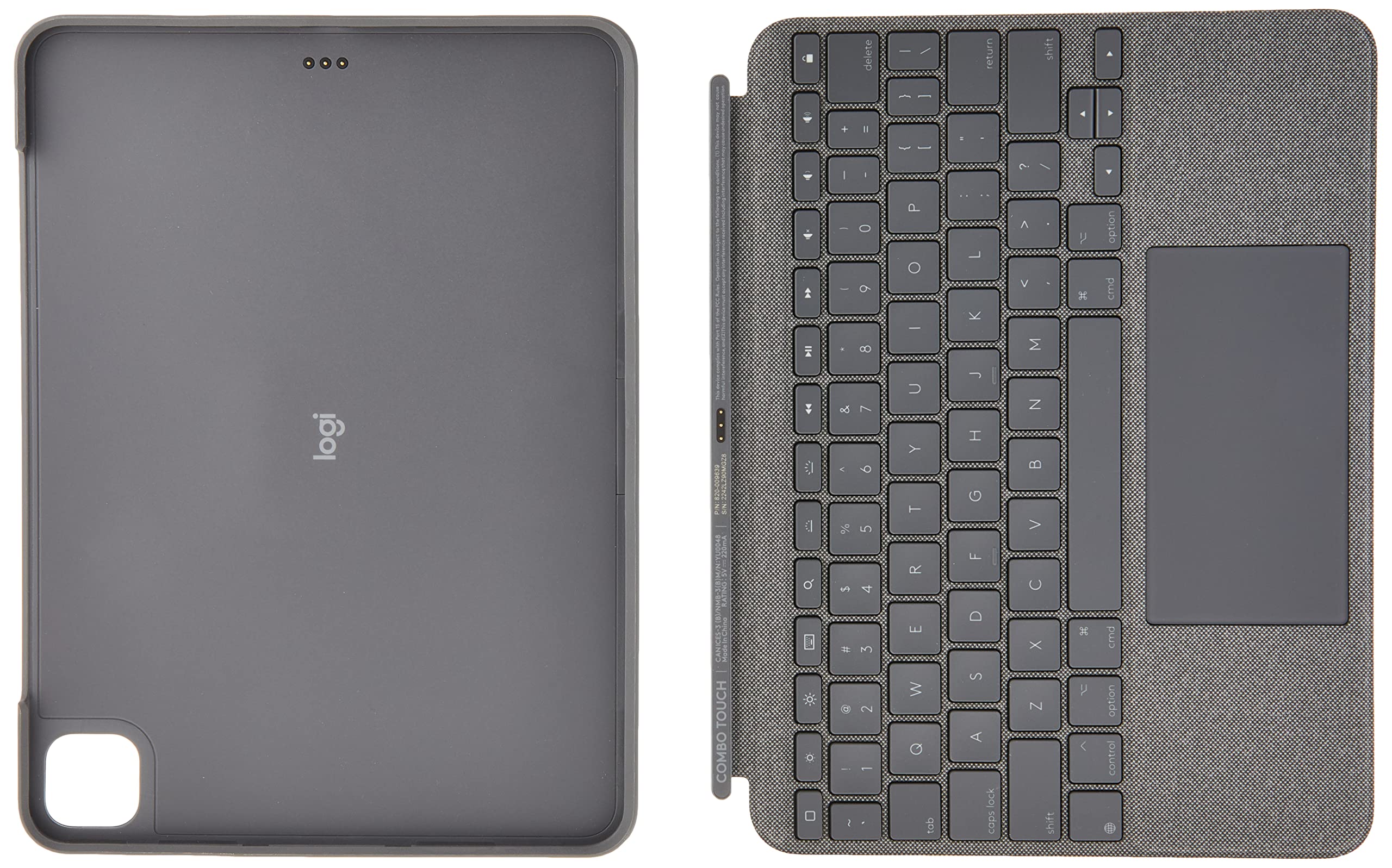 Logitech Combo Touch Keyboard Case for iPad Pro 11-inch (1st, 2nd, 3rd Gen 2018-2021) - Detachable Backlit Keyboard with Click-Anywhere Trackpad & Smart Connector - Grey (US Layout) - Perfect for Work, Study & Creative Projects