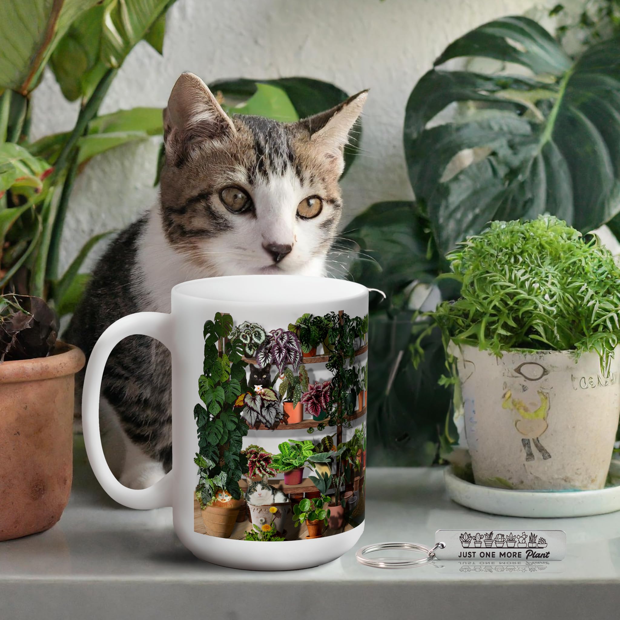 Cat & Plant Lovers Coffee Mug - Best Gardening Gift for Women, Perfect Present for Cat Moms & Plant Enthusiasts - Ideal for Tea, Coffee & Home Decor