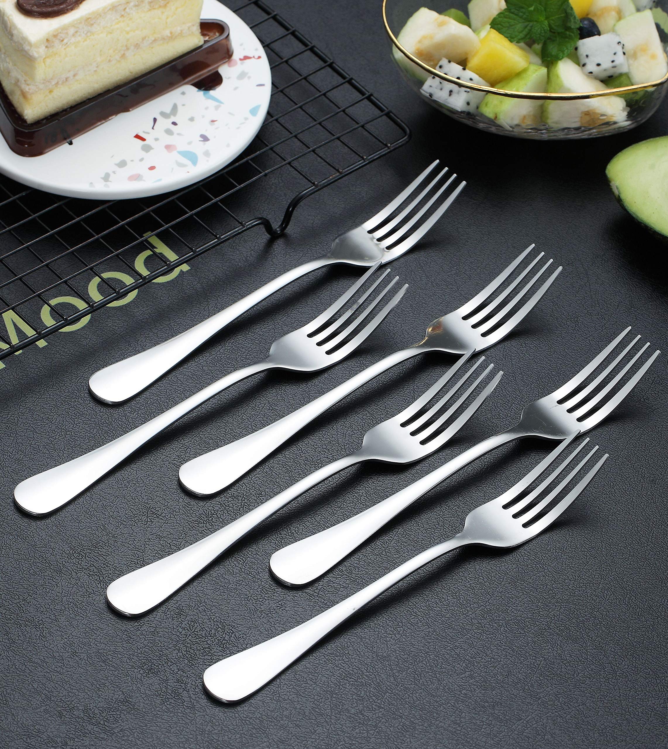 Premium Kyraton 6-Piece Stainless Steel Dinner Forks Set - 8.17 Inch Elegant Silverware for Fine Dining, Restaurants & Home Entertaining