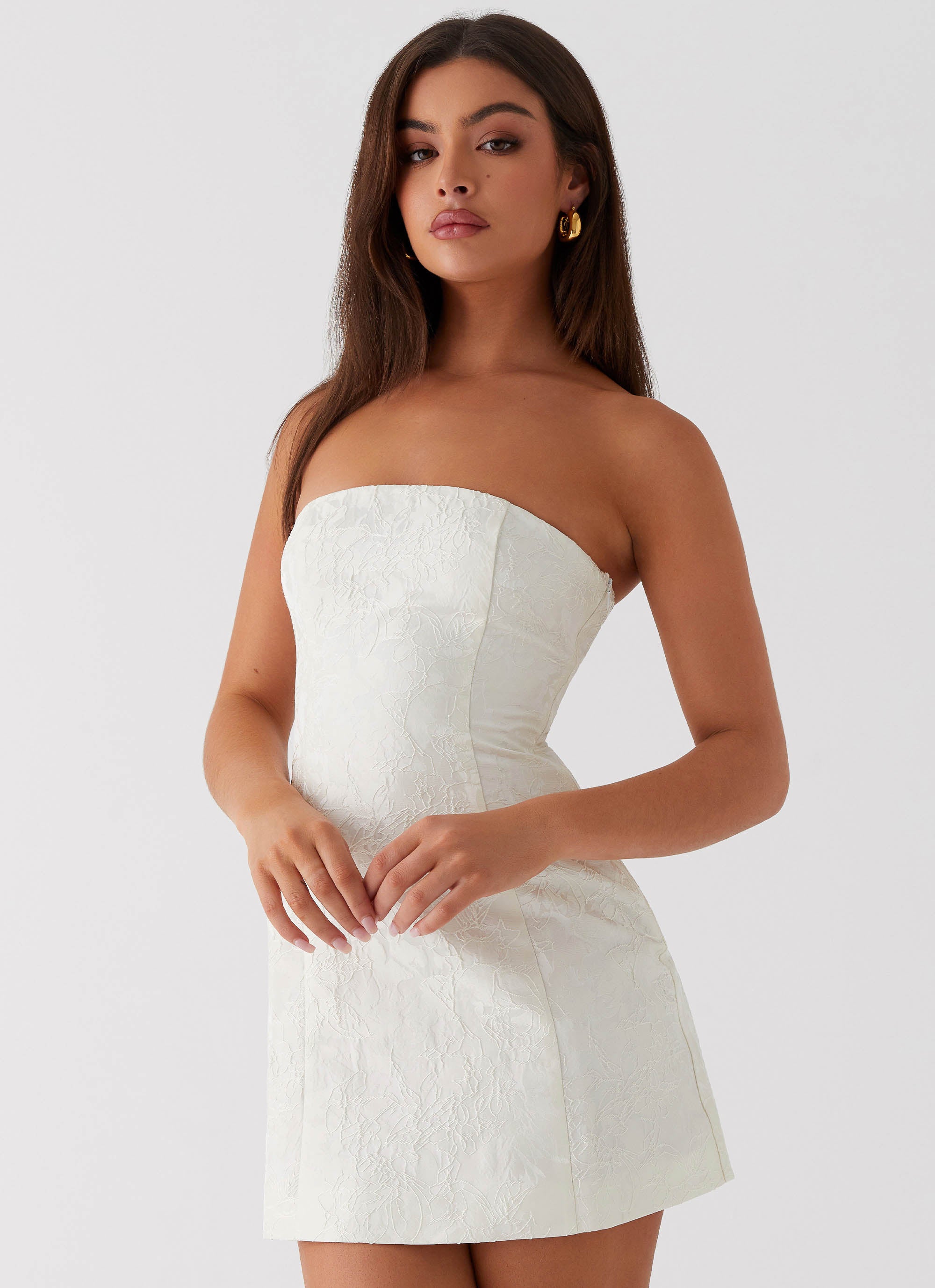Elegant Strapless Mini Dress in Ivory - Perfect for Weddings, Parties & Date Nights | Women's Fashion
