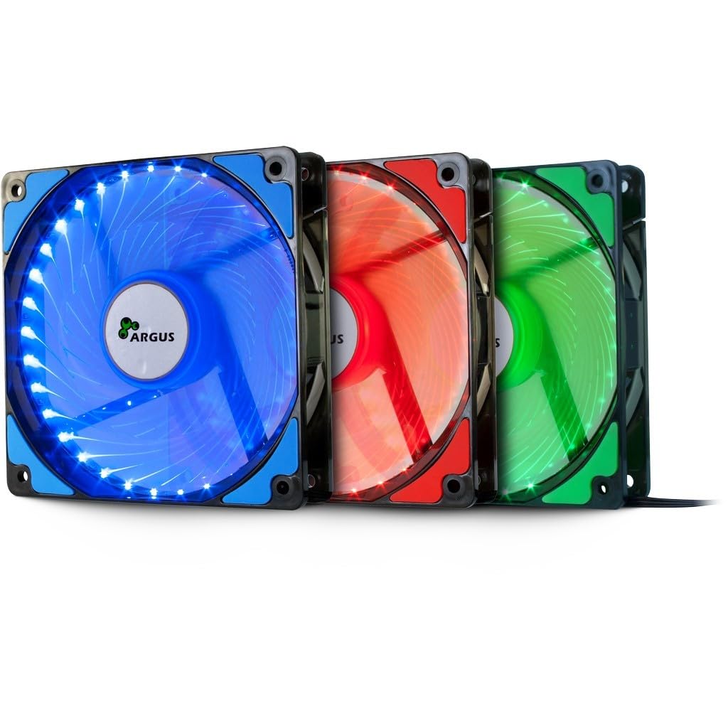 INTER TECH 120mm LED Fan - Green Illuminated PC Case Fan for Gaming & Modding