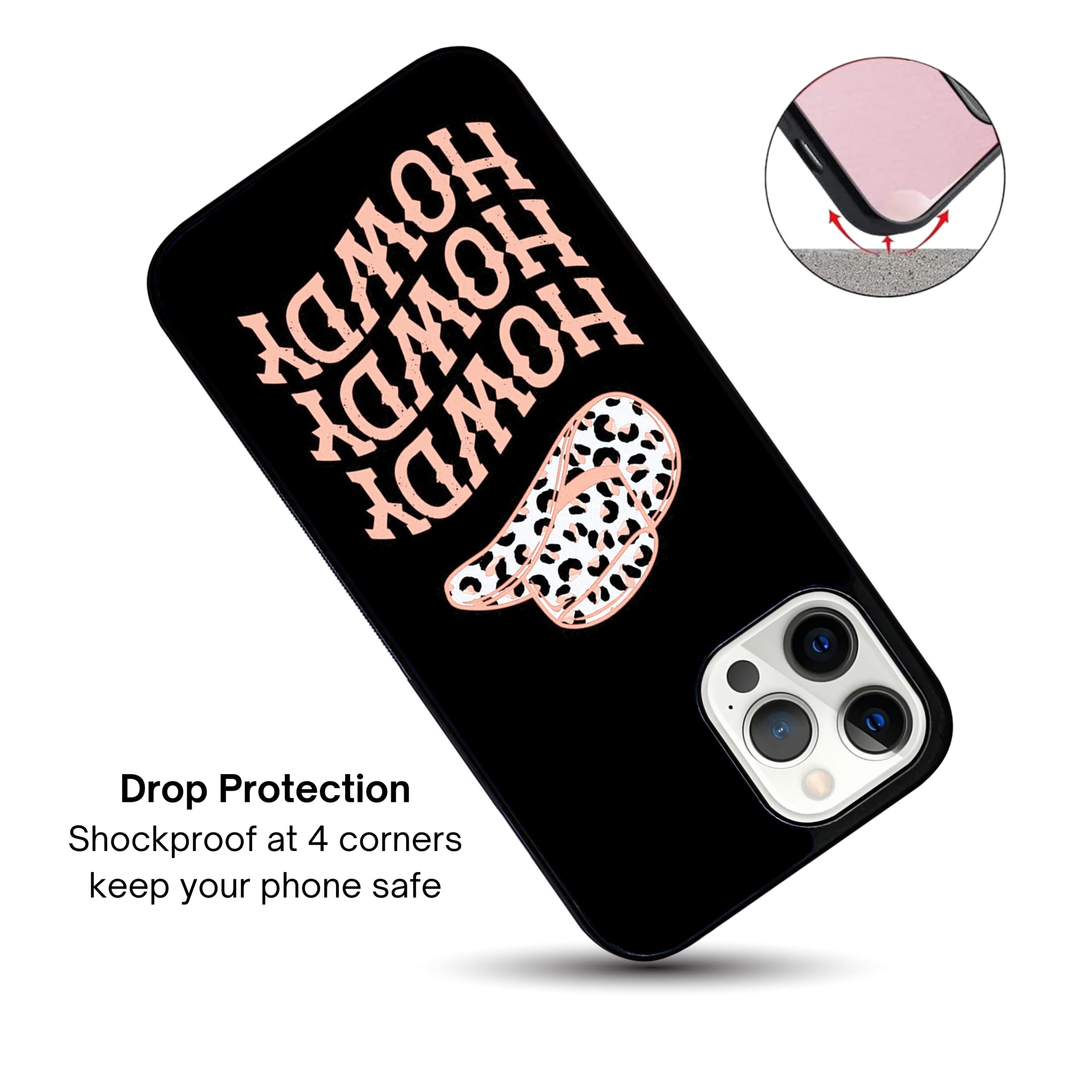 Pink Leopard Print Cowboy Hat Phone Case for iPhone 15 14 13 12 11 X XS XR 8 7 6 6s Plus Mini Pro Max - Western Cowgirl Style Protective Cover - Perfect for Rodeo, Country Music Festivals & Western Fashion Accessories