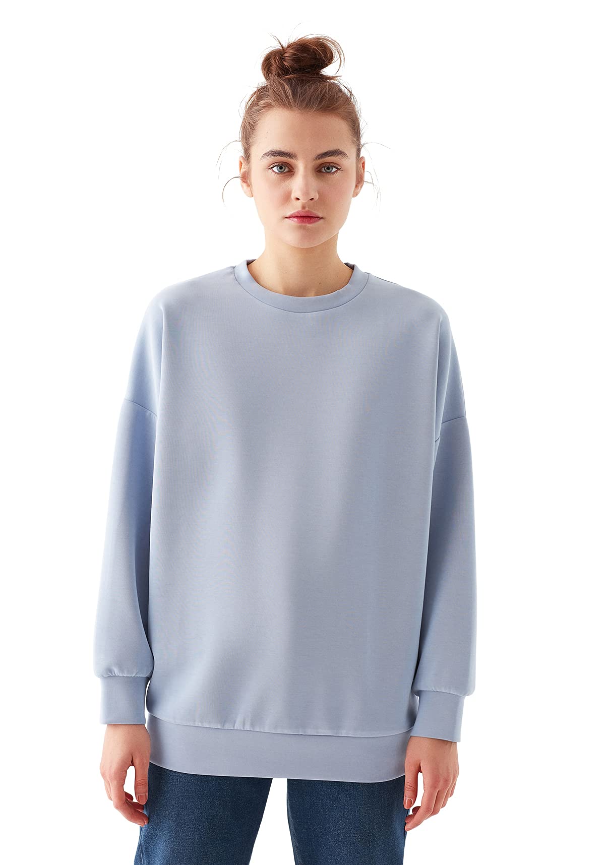 Mavi Women's Regular Fit Crewneck Sweatshirt | Soft Cotton Pullover for Casual Wear | Perfect for Everyday Outfits & Lounge Comfort