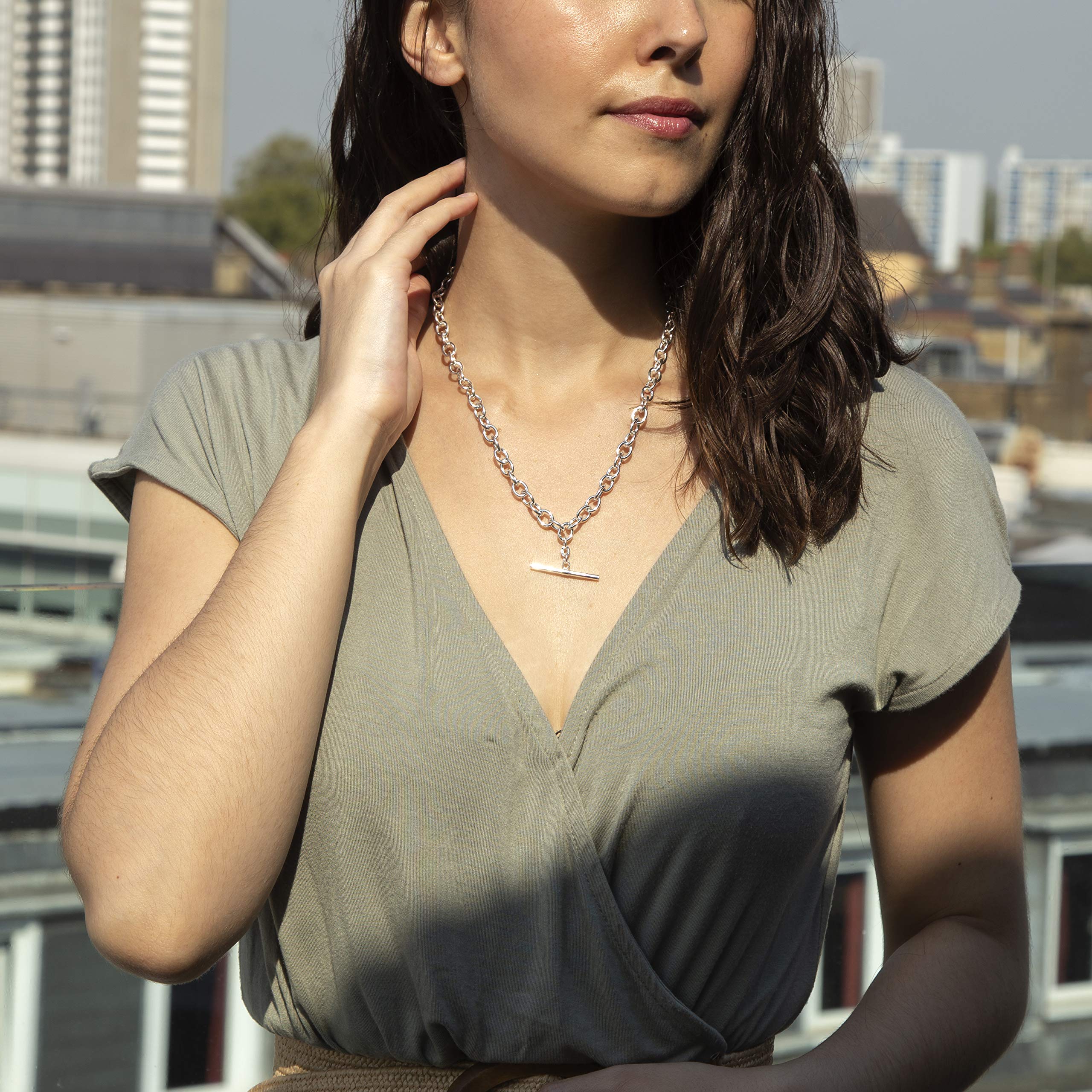 Sterling Silver T-Bar Belcher Chain for Women - Elegant Tuscany Silver Jewelry - Perfect for Layering, Gifts & Everyday Wear