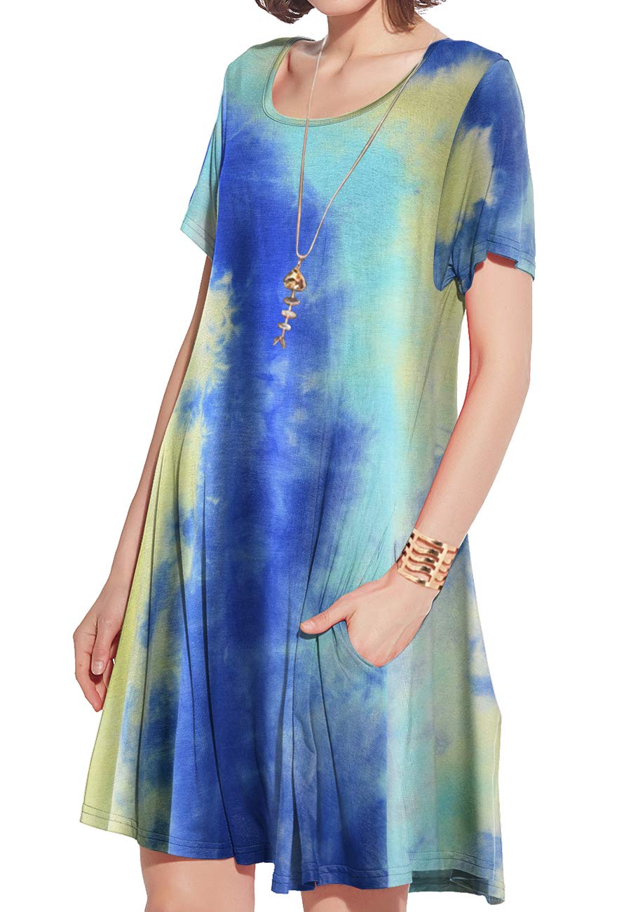 JollieLovin Women's Casual Swing T-Shirt Dress - Loose Fit Short Sleeve Summer Dress with Pockets | Plus Size Available | Perfect for Beach, Vacation & Everyday Wear