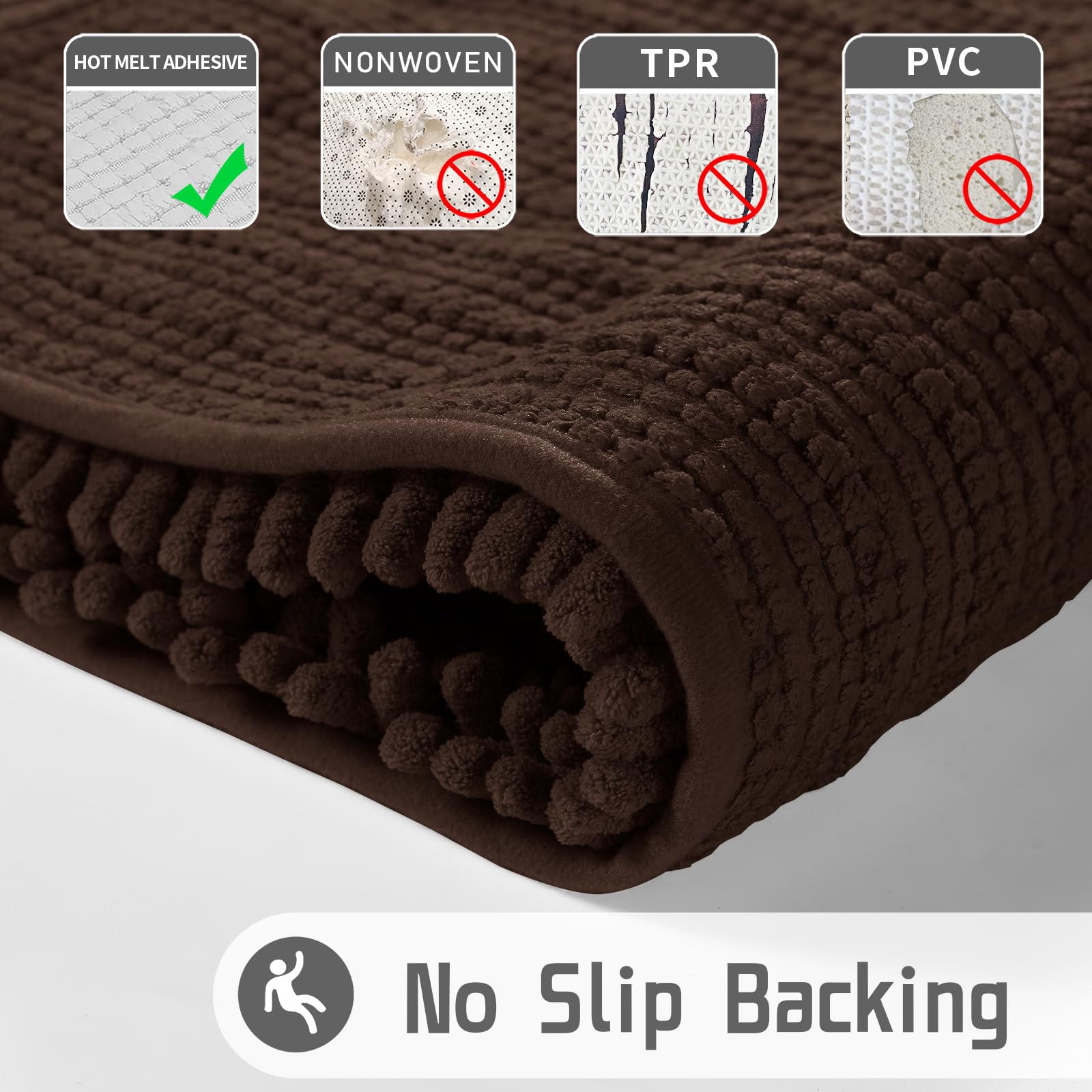 Yimobra Non-Slip Bath Mat 24x44, Quick Dry & Machine Washable - Soft Absorbent for Bathroom & Bedroom Floors