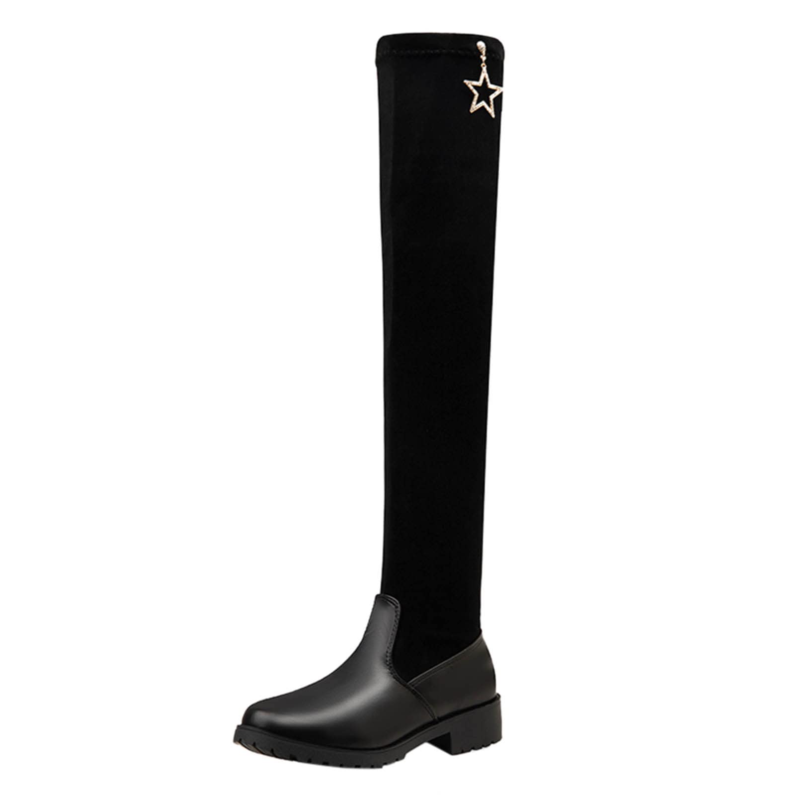 Women's Over The Knee Boots - Suede Leather Thick Heel Boots for Wide Fit | Fashionable Knee-High Winter Boots for Women | Perfect for Casual Outfits, Parties & Cold Weather
