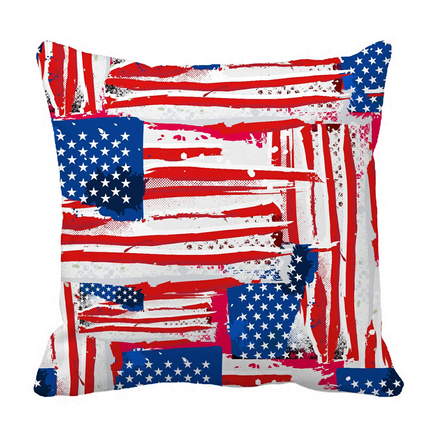 USA Flag Pillow Cover 16x16 Inch - Patriotic Decorative Cushion Case for Home, Sofa, Bedroom & Outdoor Picnics | American Theme Home Decor