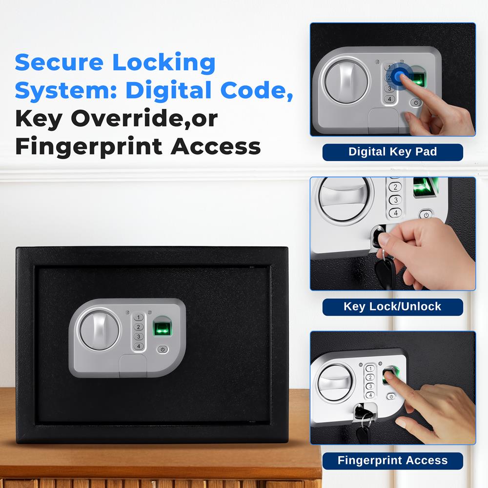 Electronic Fingerprint Safe Box - Biometric Security Lock Box for Home, Office & Travel - Secure Cash, Jewelry & Documents