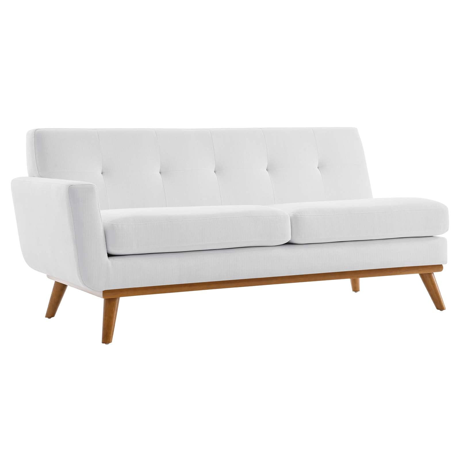 Modway Engage Upholstered Fabric Right-Facing Sectional Sofa in White - Modern Living Room Furniture for Small Spaces & Apartments