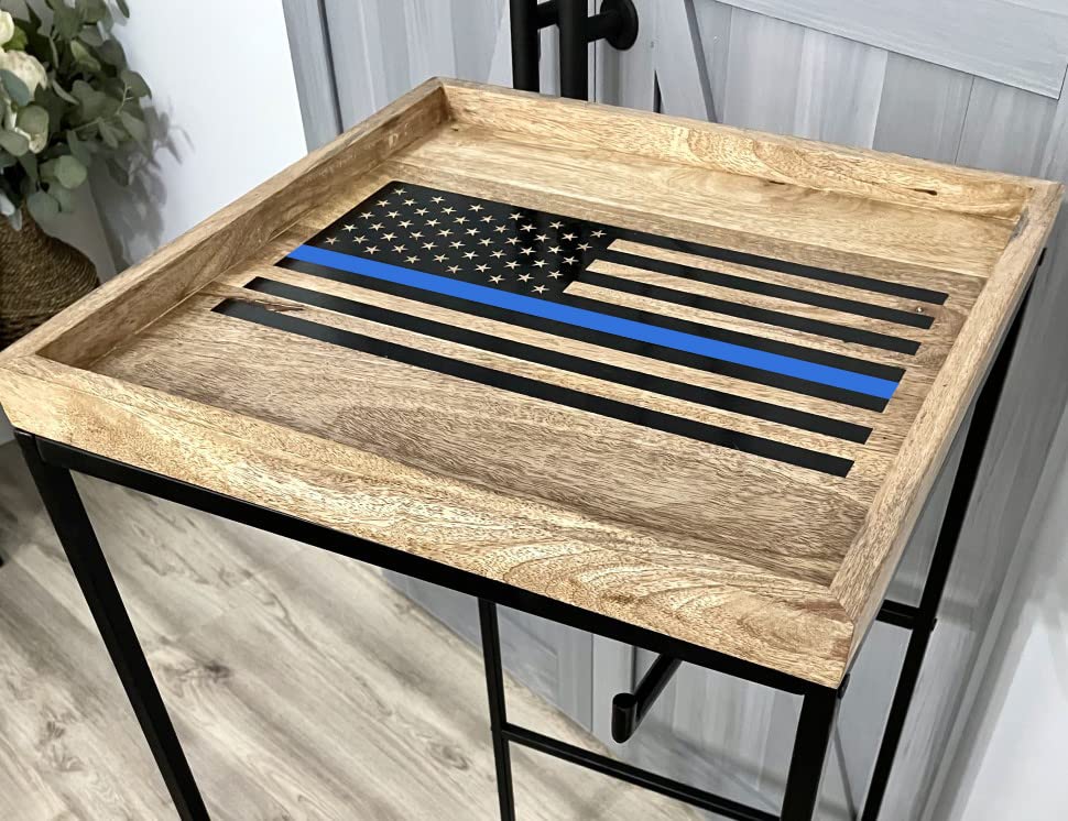 Thin Blue Line Flag - Wood