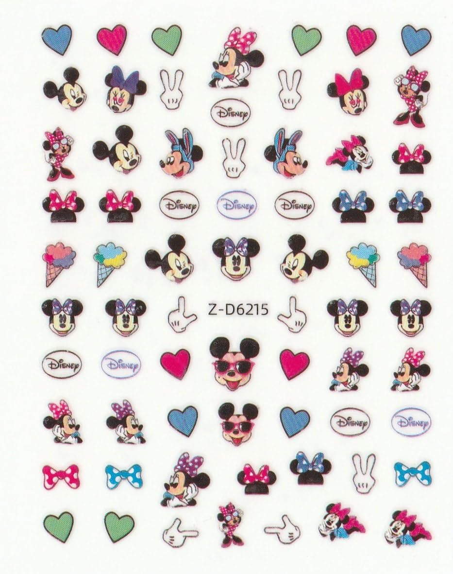 3D Self-Adhesive Nail Art Stickers - Mickey Mouse Design D6215 | Easy DIY Nail Decals for Women | Perfect for Parties, Weddings & Everyday Wear