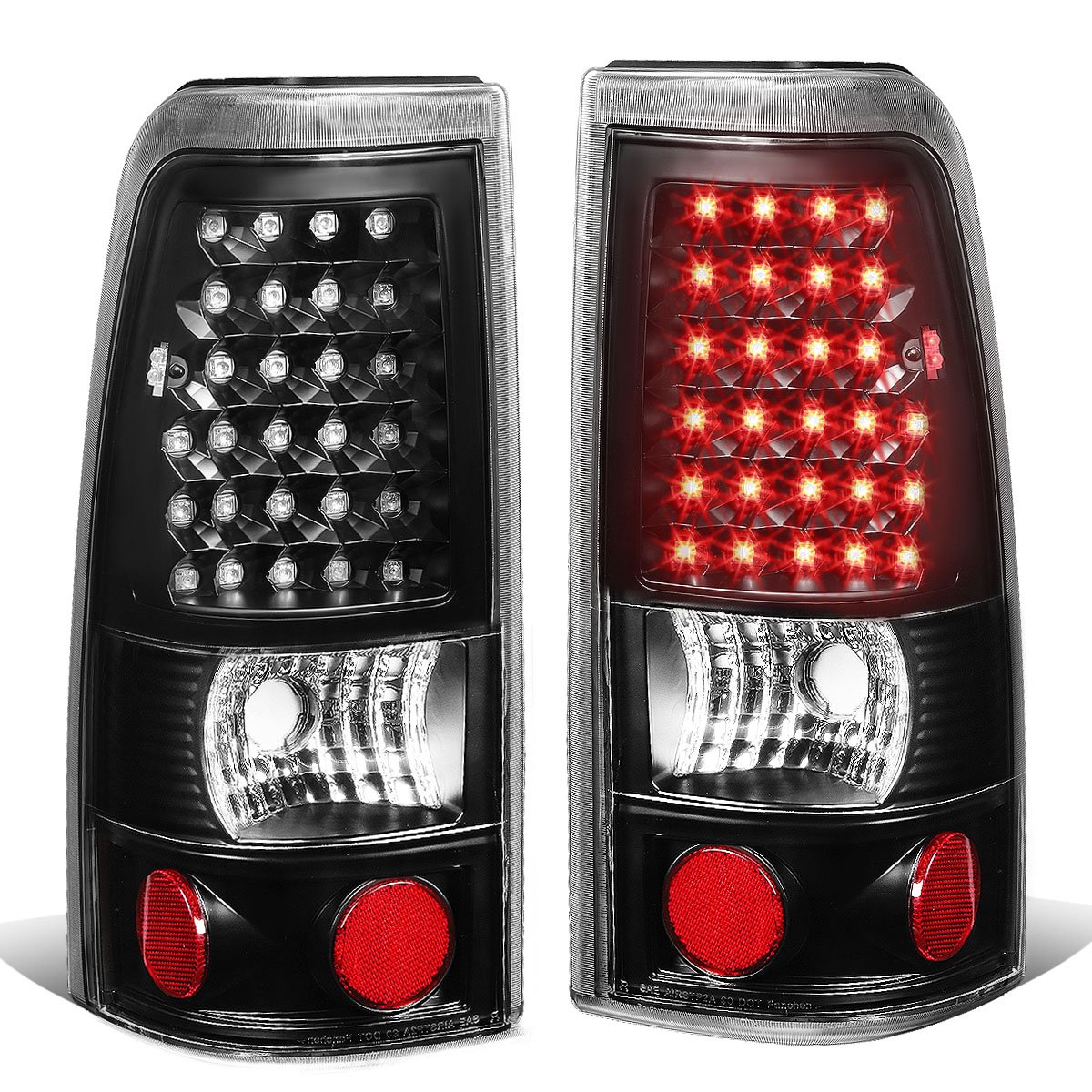 Auto Dynasty LED Tail Lights for 1999-2003 Chevy Silverado & GMC Sierra 1500/2500HD/3500HD - Black Housing Clear Lens Brake & Reverse Lamps (Pair) - Upgrade Your Truck's Style & Safety for Night Driving & Towing