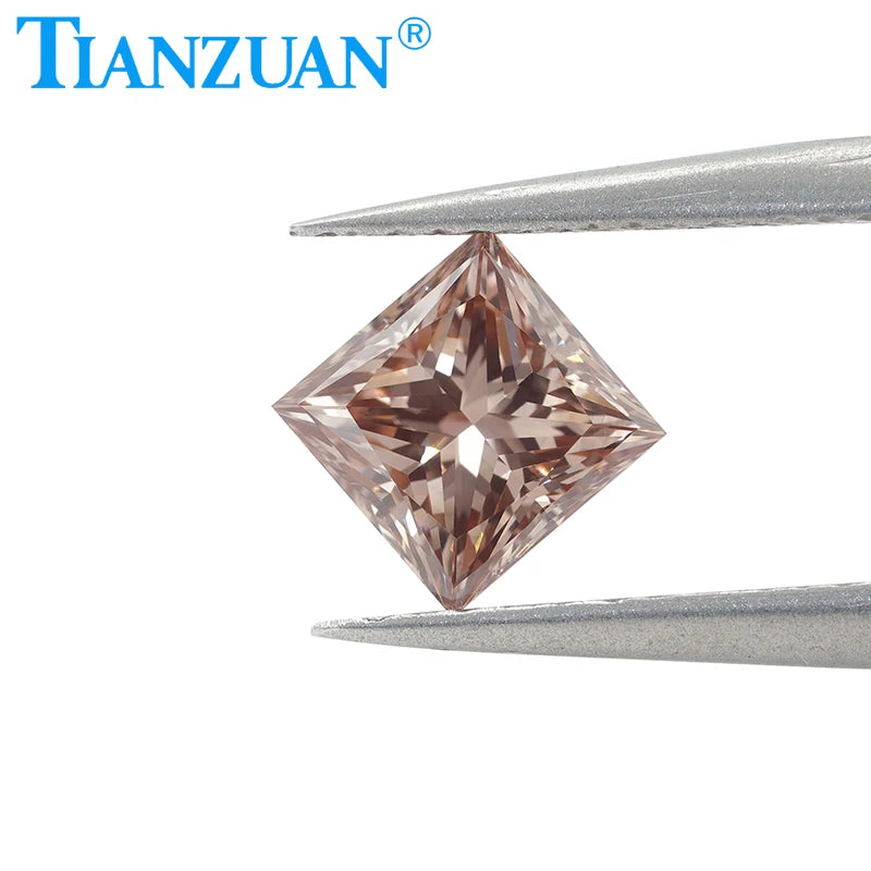 Lab Grown CVD Diamond - 1CT to 2CT Square Shape Loose Gemstone, VS1-VS2 Clarity, 2EX Cut, Fancy Pinkish Brown Color, GEMID Certified - Perfect for Engagement Rings, Jewelry Making & Custom Designs