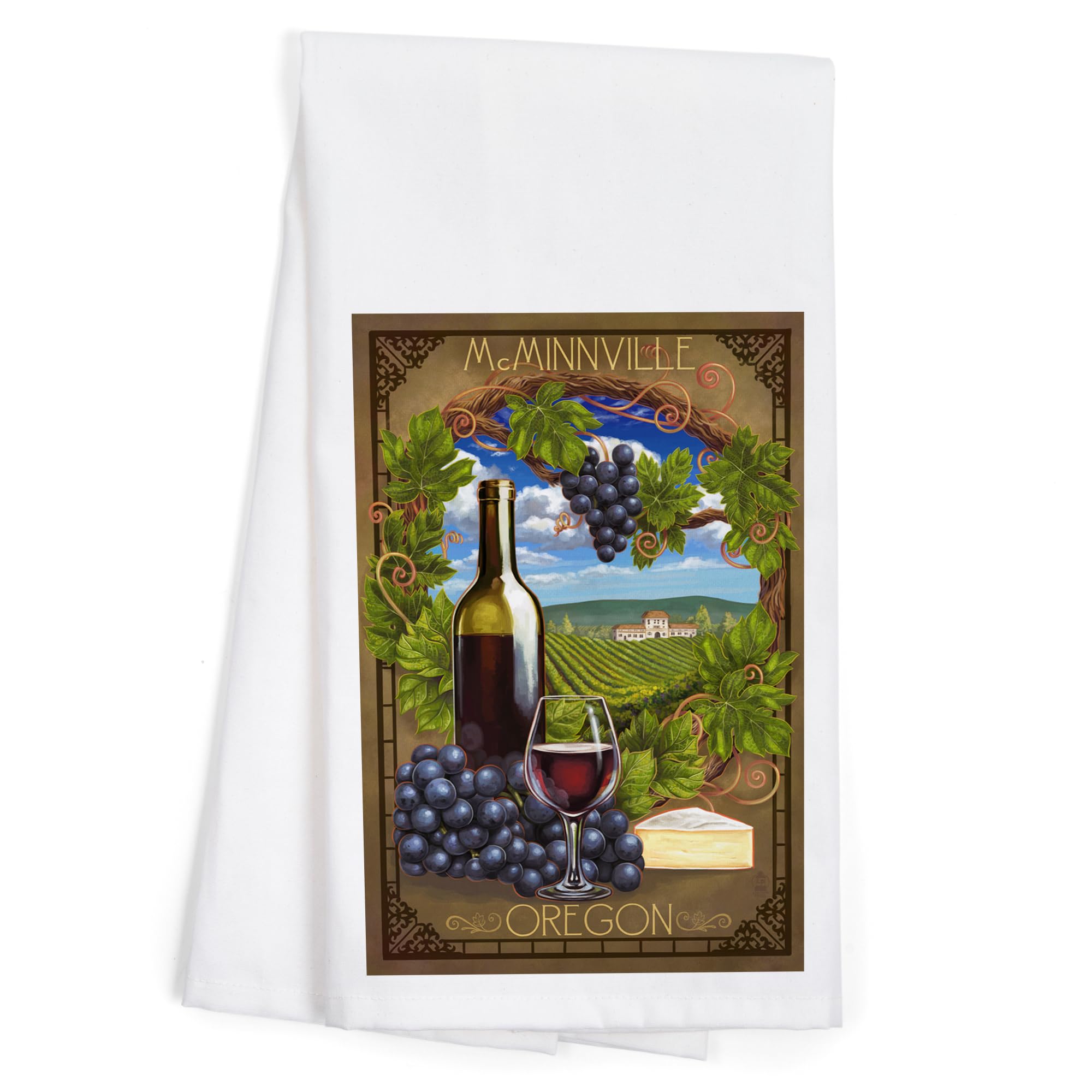 Lantern Press McMinnville Oregon Pinot Noir 100% Cotton Tea Towel | Decorative Kitchen Hand Towel for Home & Wine Lovers | Perfect for Wine Tasting, Kitchen Decor & Gift Giving