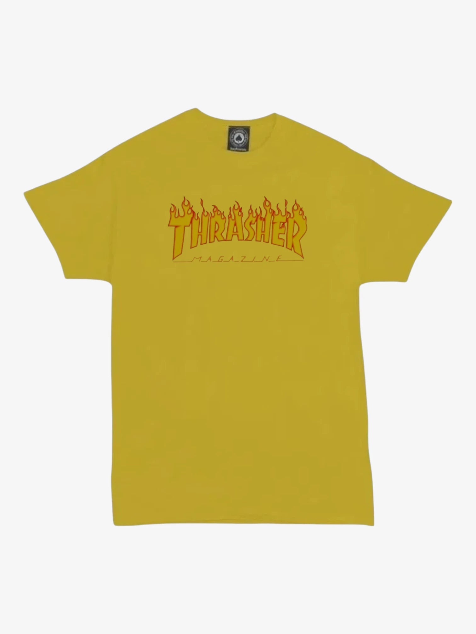 Thrasher Flame Dark Yellow T-Shirt for Men - Streetwear Skate Style - Perfect for Skateboarding, Concerts & Casual Wear