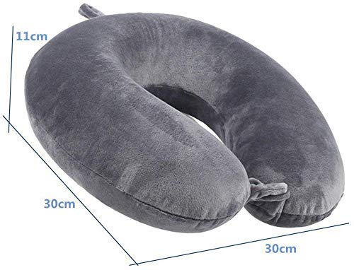 SILLYME Travel Neck Pillow - Soft & Comfortable Airplane, Train, Car Support Cushion for Sleeping (Grey) - Perfect for Long Flights, Road Trips & Office Naps