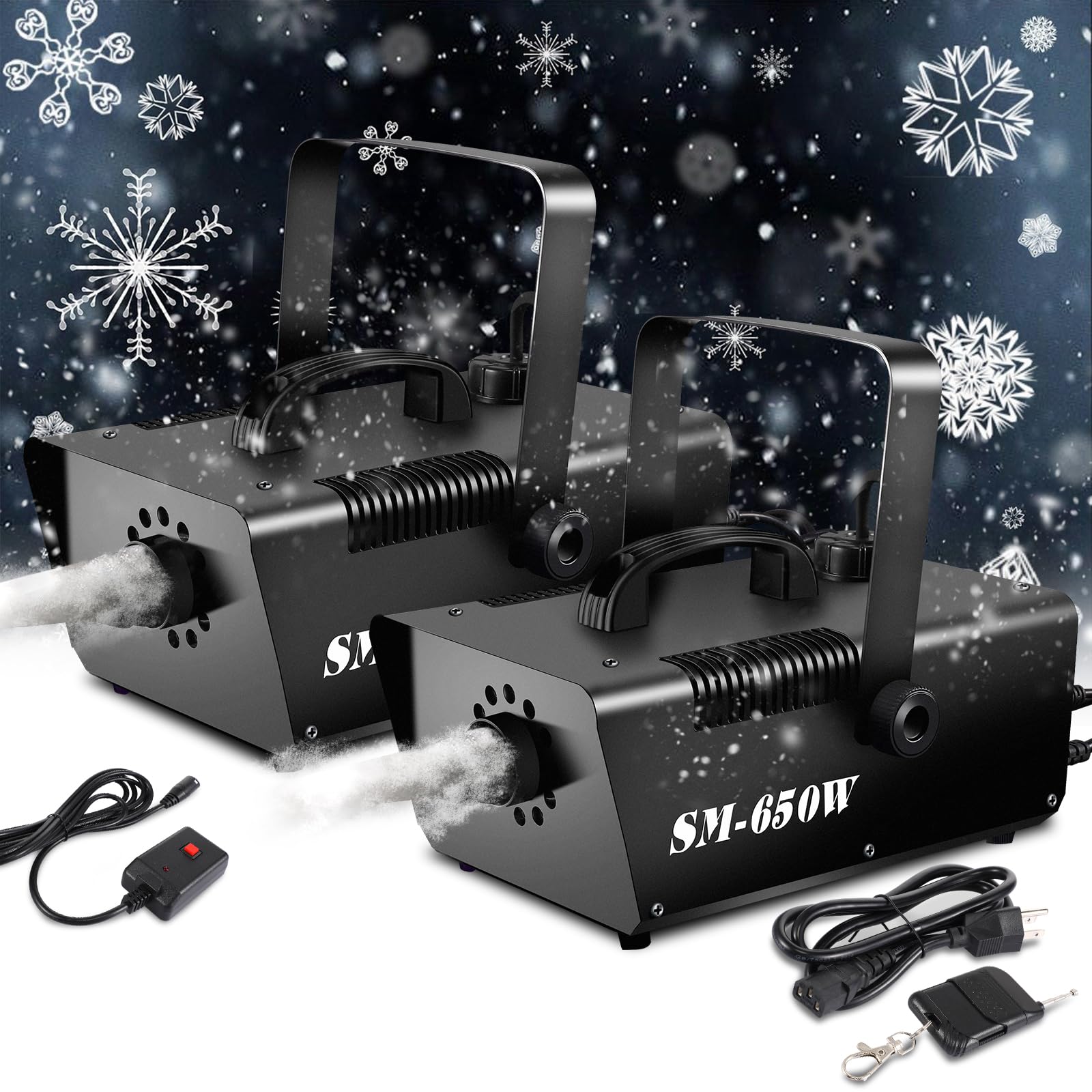 Retisee 2 Pack 650W Professional Snow Machine with Wireless Remote Control - Perfect for Christmas Decorations, Wedding Effects, DJ Parties & Holiday Events | Indoor/Outdoor Use for Stage Shows & Winter Themed Celebrations