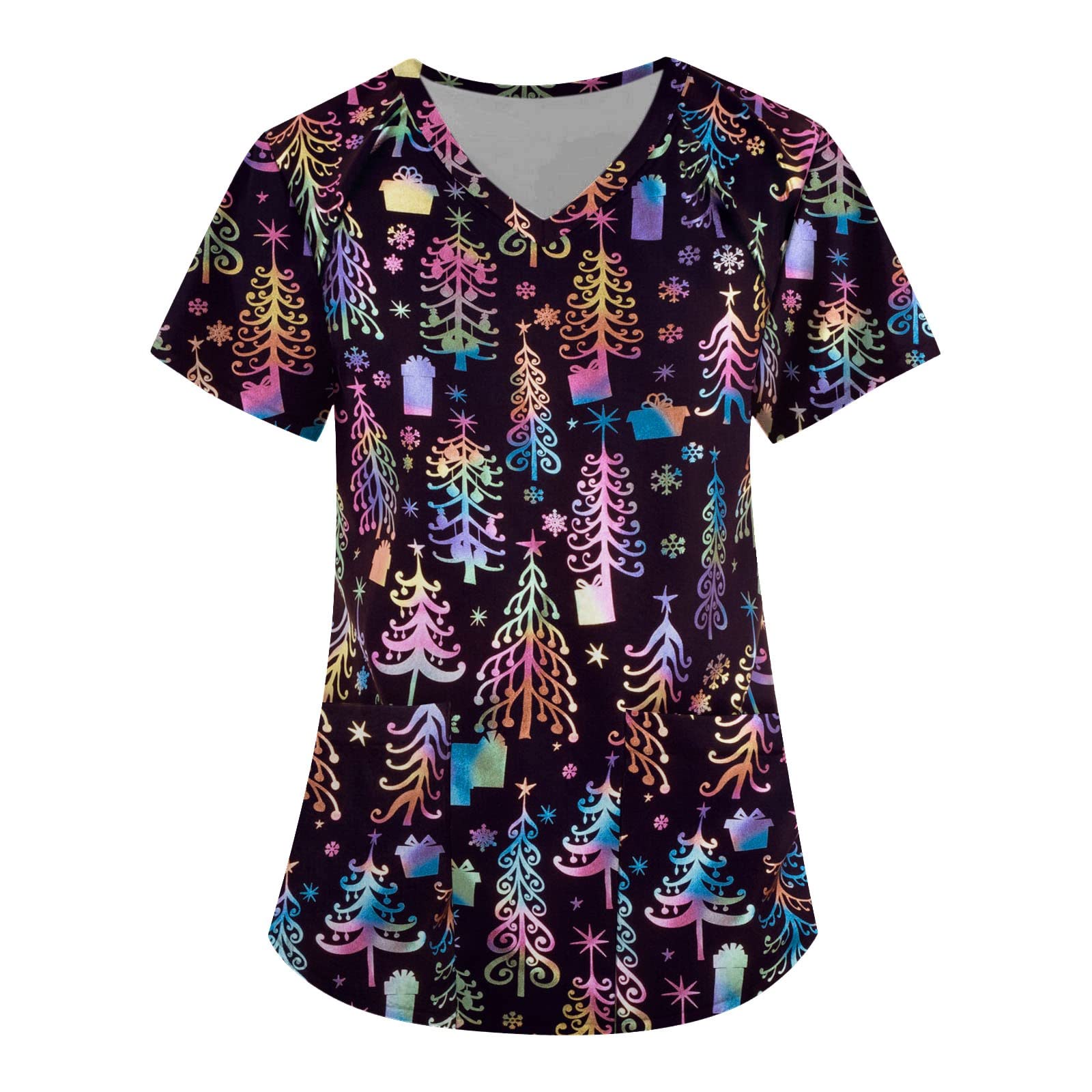 Women's Animal Print & Floral V-Neck Nursing Scrubs with Pockets - Comfortable Medical Uniform for Nurses, Doctors & Healthcare Workers - Perfect for Hospital Shifts, Clinics & Healthcare Settings