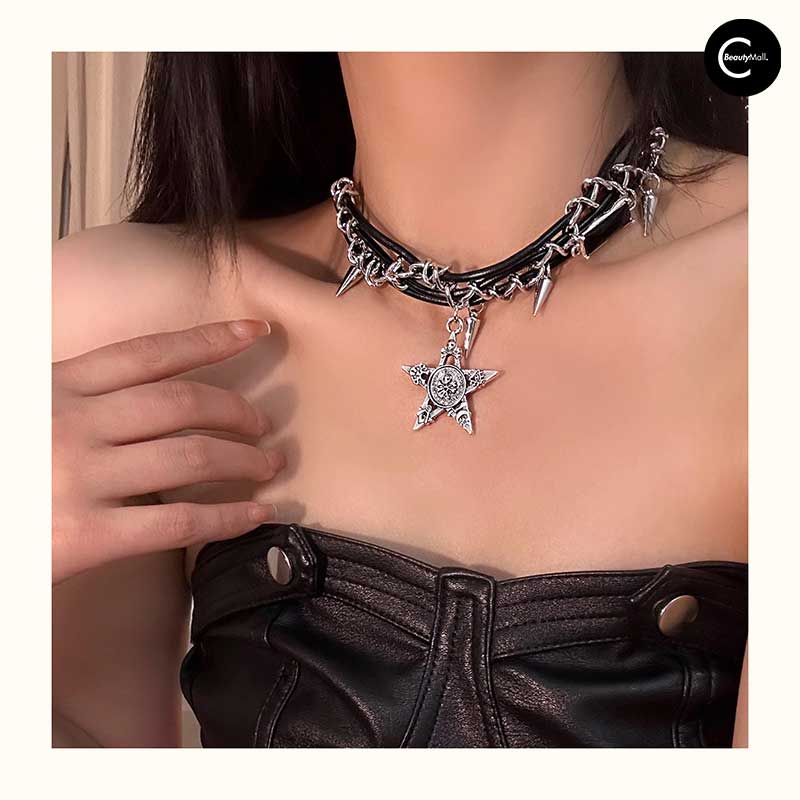 Gothic Punk Choker Necklace for Women - Y2K Aesthetic Black Summer Choker - Perfect for Concerts, Raves, and Alternative Fashion
