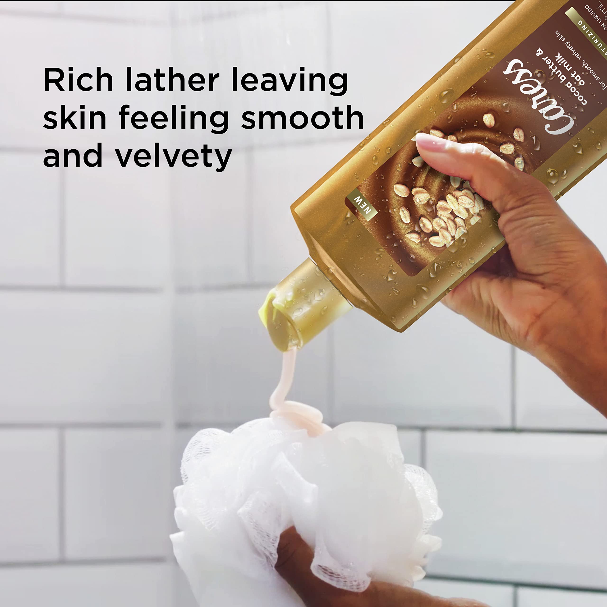 Caress Moisturizing Body Wash for Women with Cocoa Butter & Oat Milk - Hydrating Shower Gel for Soft, Smooth Skin - 18.6 oz (6 Pack) - Perfect for Daily Shower Routine & Dry Skin Care