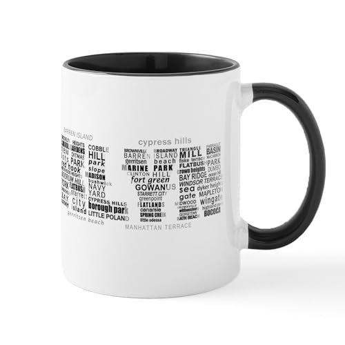 White/Black Inside - Brooklyn NYC Typographic Art Mugs