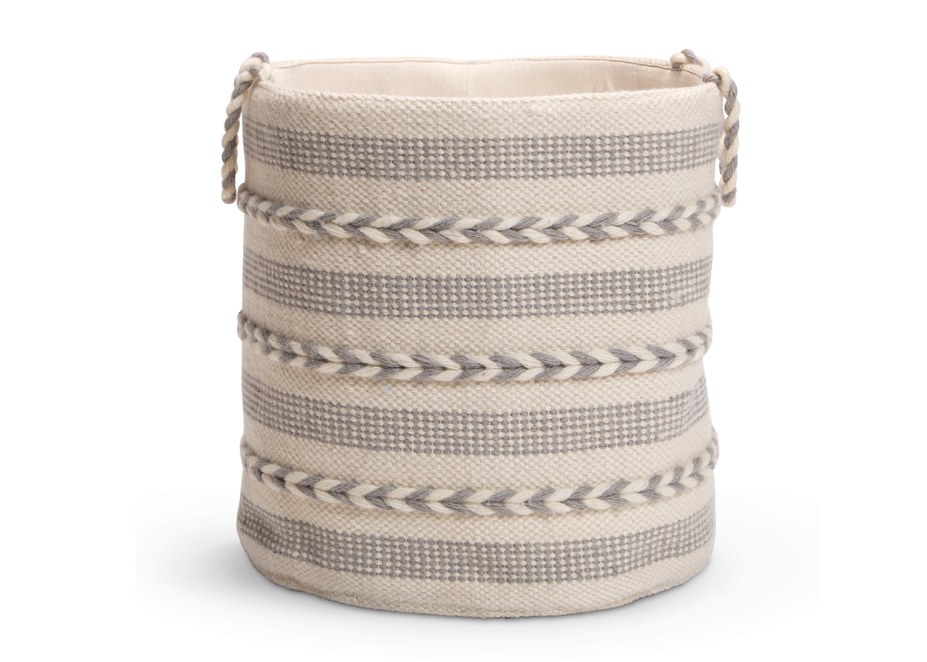 Handwoven Grey Braided Basket - Stylish Storage for Home Decor, Laundry, or Organizing Toys & Blankets