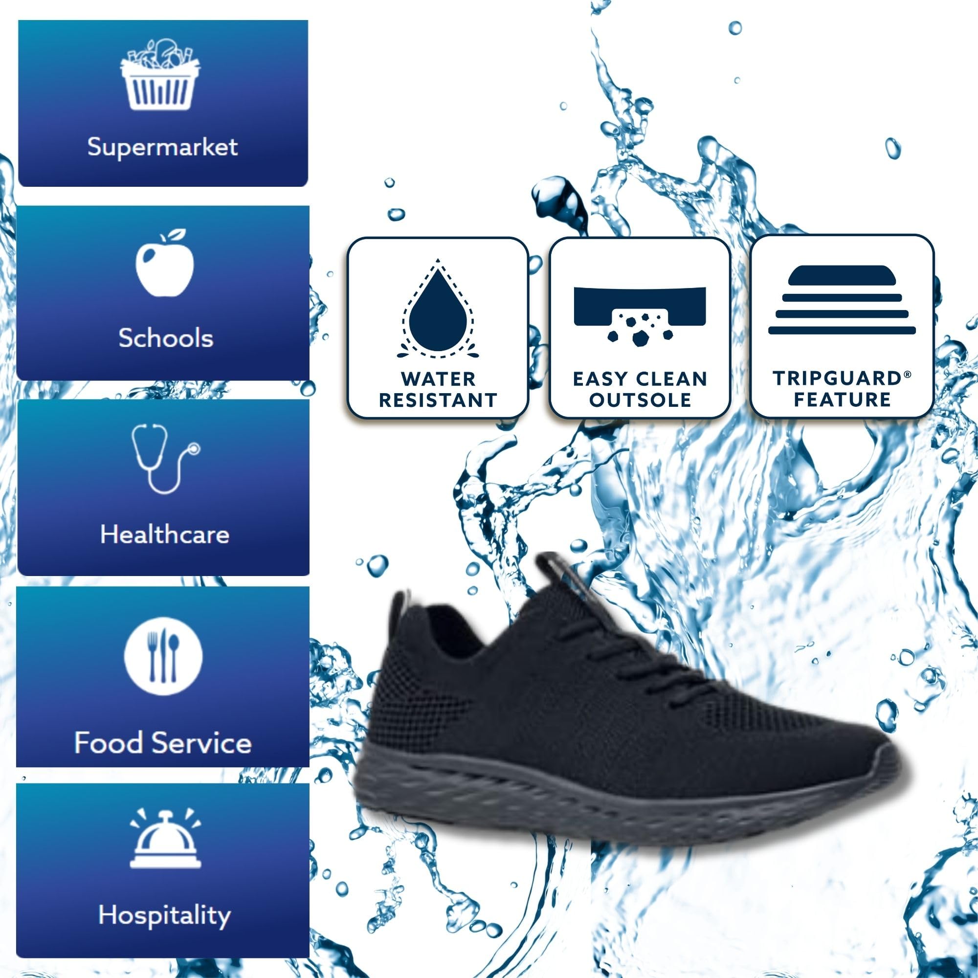Everlight Women's Non-Slip Work Shoes - Slip Resistant Sneakers for Walking, Water Resistant & Comfortable - Ideal for Food Service, Nurses & Healthcare Professionals (Zapatos para Mujer)