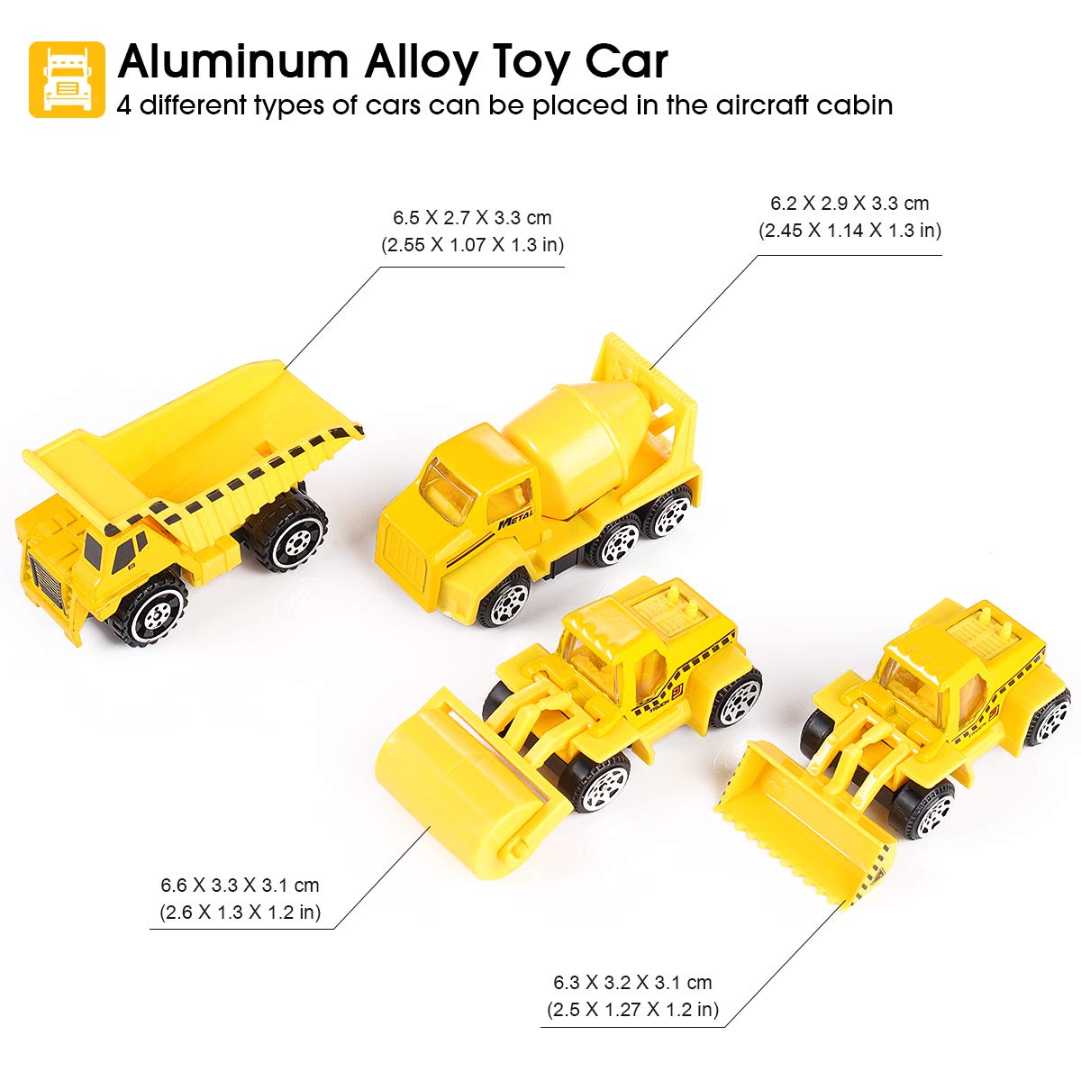 Transformable Airplane & Vehicle Toys Set - Fire Truck, Police Car & Construction Vehicles for Kids | Christmas & Birthday Gift for 3-6 Year Old Boys | Storage Box Included (Yellow & Blue) | Pretend Play, Travel & Learning Toys