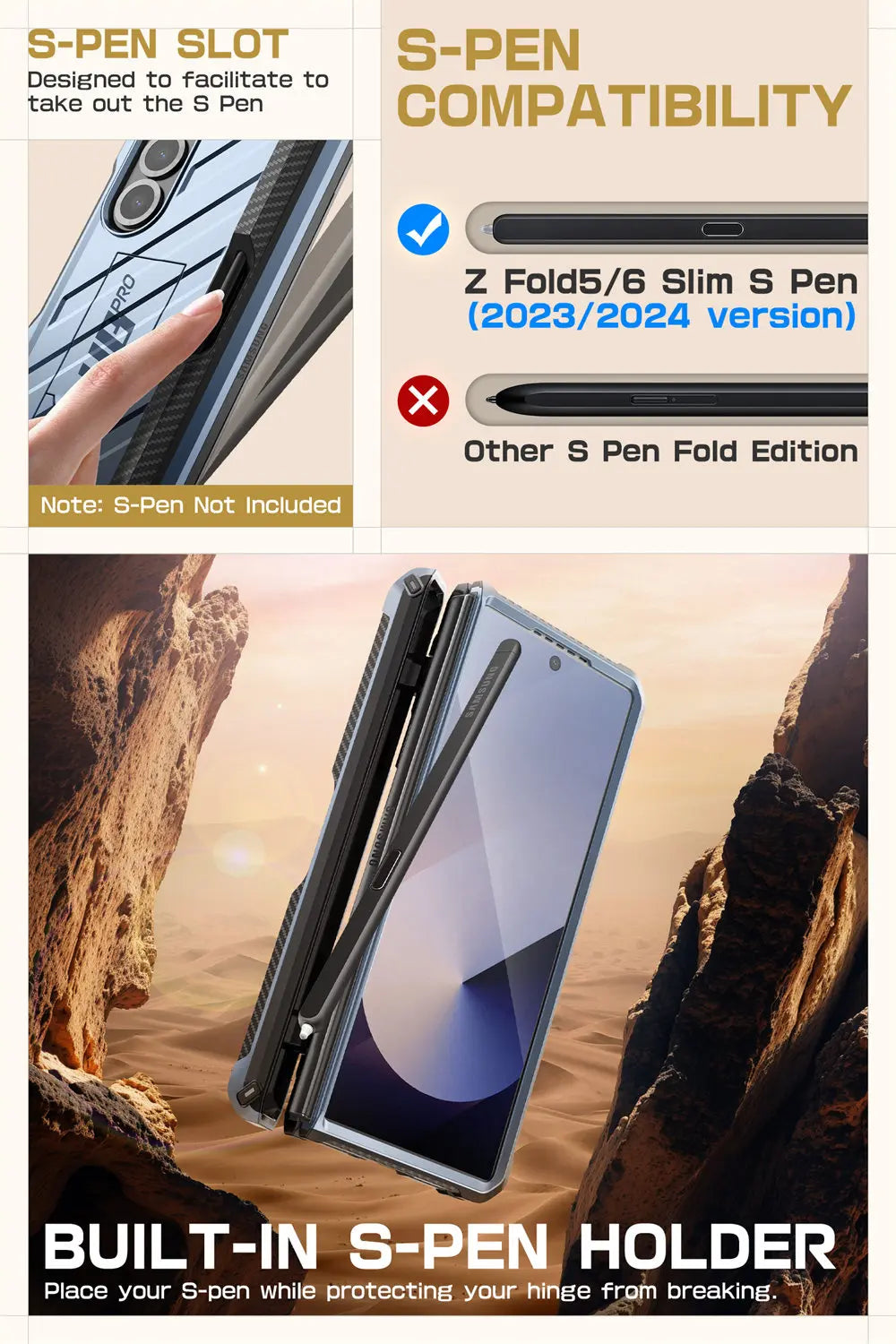 SUPCASE Unicorn Beetle Pro Rugged Case for Samsung Galaxy Z Fold 6 - Shockproof Protective Cover with Built-in Screen Protector | Perfect for Outdoor, Work & Travel Use