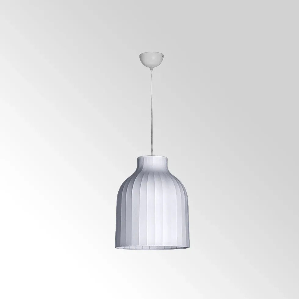 Elegant White Translucent Pendant Light with Curved Pleats - Modern Glass Ceiling Lamp for Kitchen Island, Dining Room & Bedroom Lighting Decor