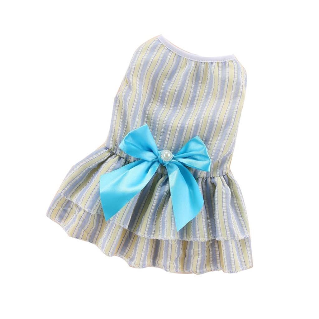 Cute Vertical Striped Bow Dress for Small Dogs & Puppies - Summer Pet Clothing for Cats & Dogs - Princess Dress Skirt (Color: A, Size: M) - Perfect for Parties, Photos & Special Occasions