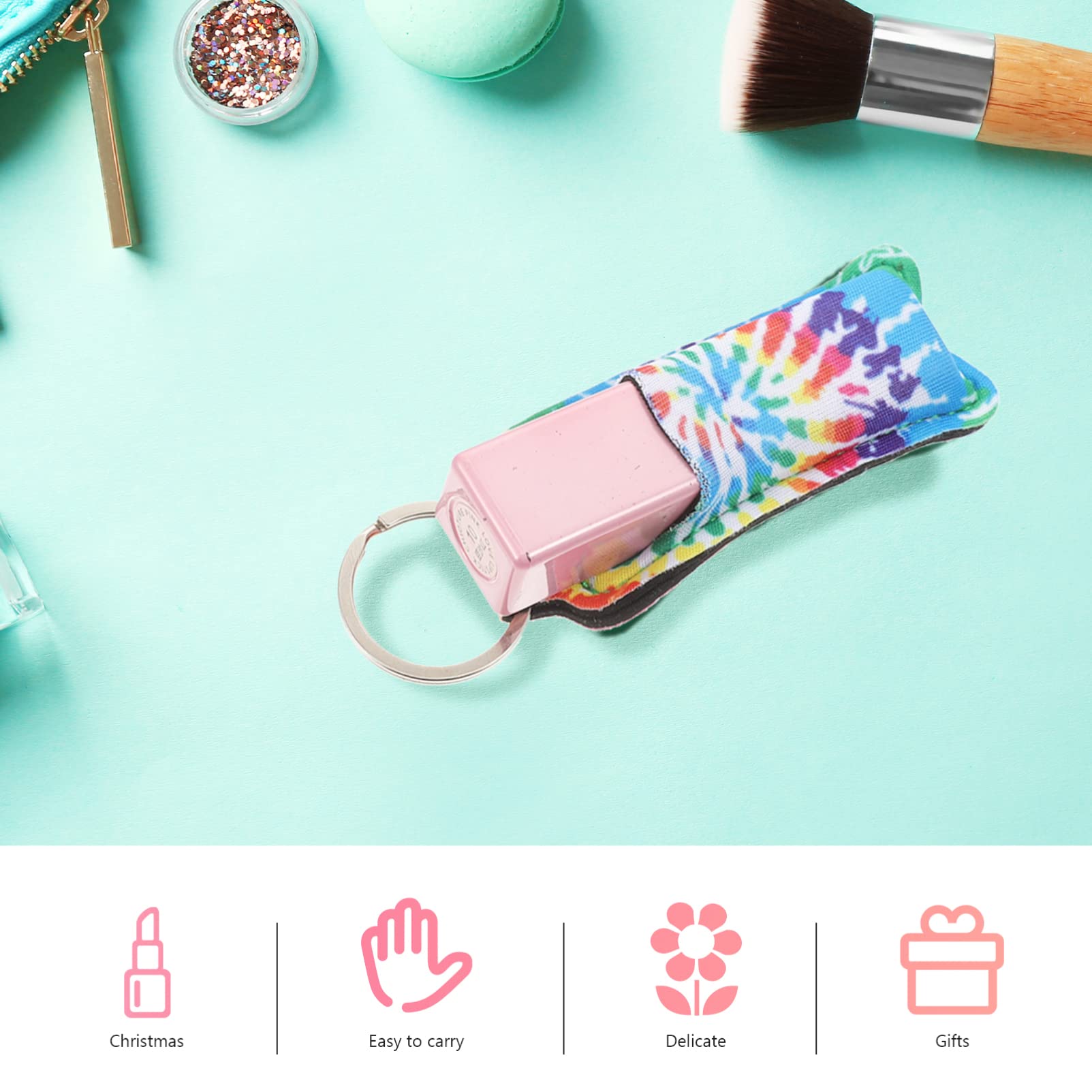 Healifty 6pcs Kids Lip Balm Keychain Holder - Portable Travel Chapstick Keyring for Lipstick, Lip Gloss & Lip Balm - Perfect for School, Gym, Hiking & Daily Essentials Organization