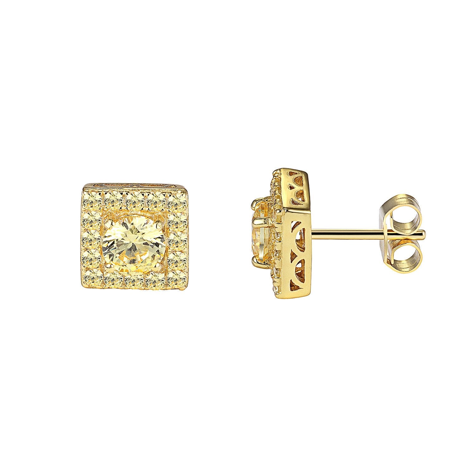 14K Gold Plated Sterling Silver Canary Yellow Ruby Solitaire Earrings for Women - Elegant Gift for Birthday, Anniversary & Special Occasions