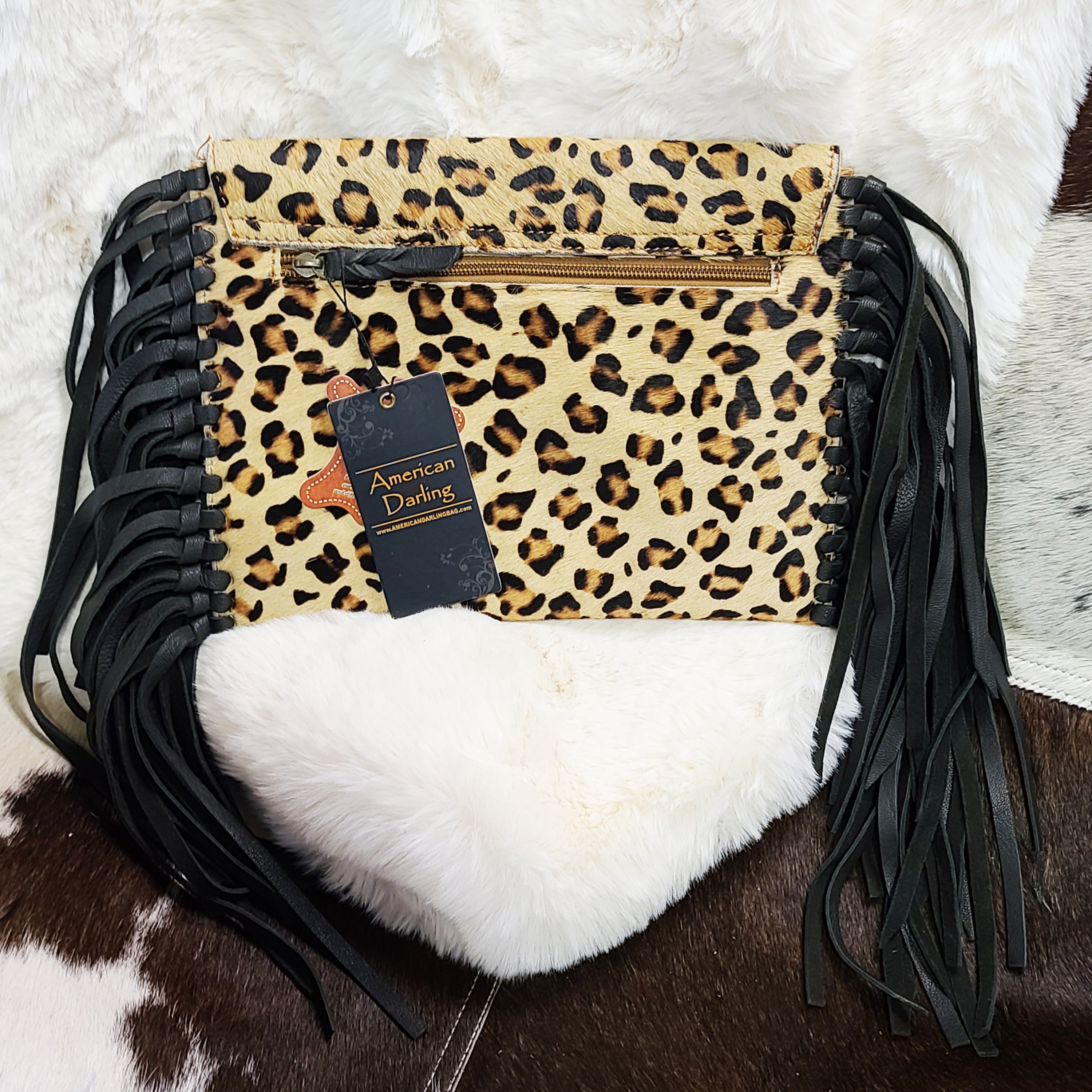 American Darling Fringe Cheetah Print Clutch Purse - Stylish Evening Bag for Women, Perfect for Parties, Weddings & Night Out