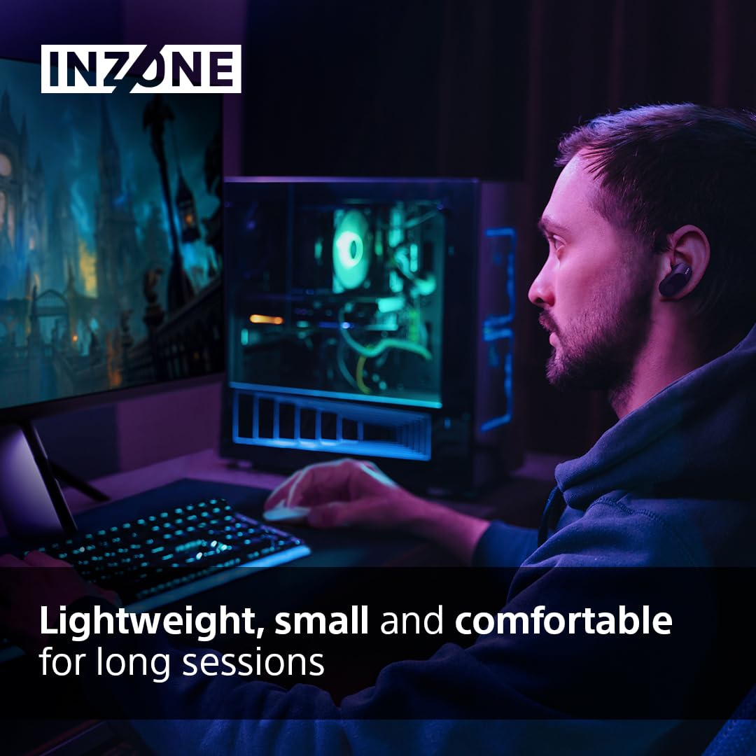 Sony INZONE Buds - True Wireless Gaming Earbuds with 360 Spatial Sound, Lightweight Design & Active Noise Cancelling | AI Microphone, 24hr Battery, Low Latency Dongle | PC & PS5 Compatible - Black | Perfect for Competitive Gaming, Immersive Audio & Travel Use