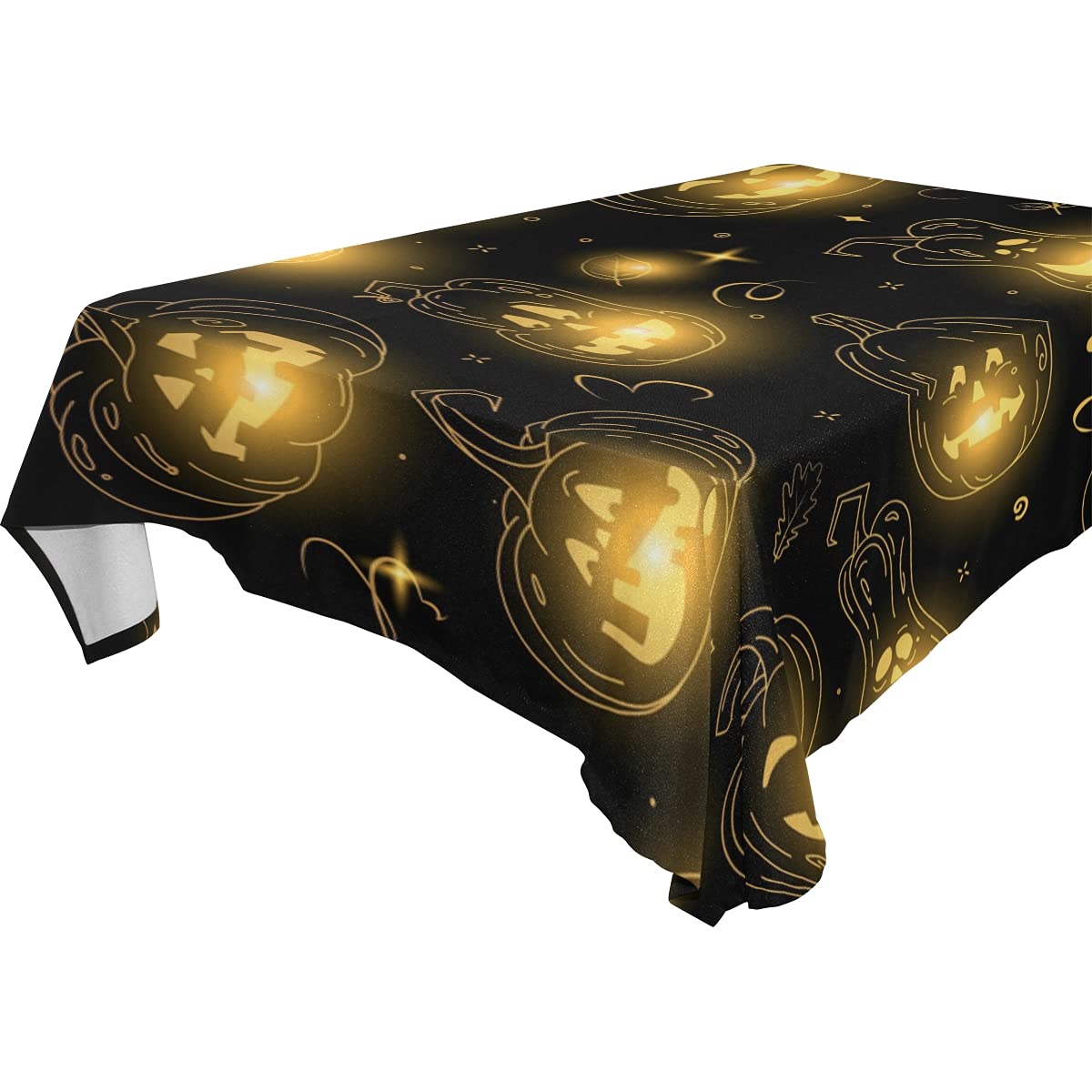 Halloween Fire Pumpkin Tablecloth - Spill-Proof Polyester Rectangular Table Cover for Kitchen, Dining, Picnic & Holiday Parties - 54x54 Inch - Perfect for Halloween Decorations, Thanksgiving Dinners & Outdoor Events