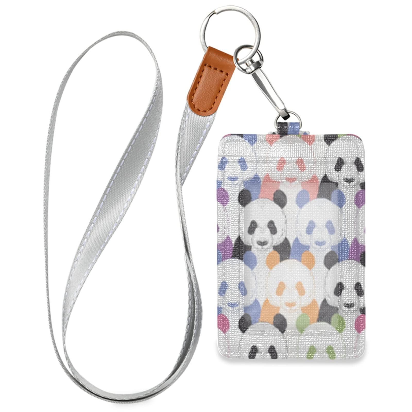 Colorful Panda ID Badge Holder with Lanyard - Office & School Use