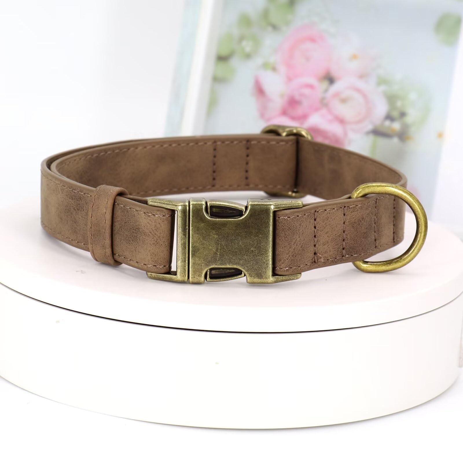 Premium Soft Faux Leather Dog Collar - Heavy Duty Adjustable Pet Collar with Quick Release Metal Buckle for Small Medium Dogs (Brown, Size S) | Perfect for Daily Walks, Training & Outdoor Adventures