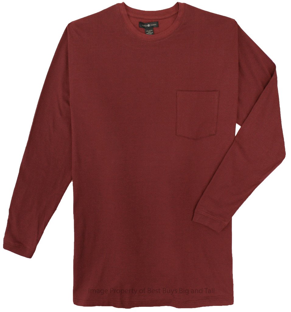 Premium Big & Tall Men's Cotton Long Sleeve Pocket T-Shirts - Comfortable Casual Wear for Everyday Use, Work & Outdoor Activities