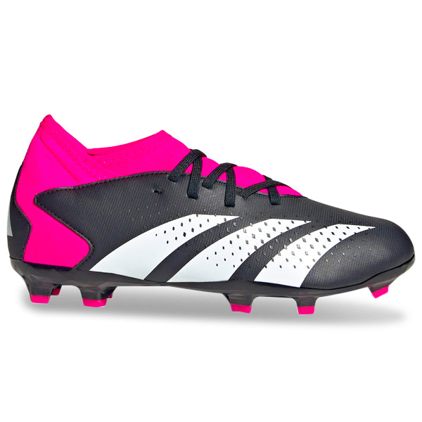 Adidas Jr. Predator Accuracy.3 Firm Ground Soccer Cleats for Kids - Core Black/Team Shock Pink - Youth Football Shoes for Firm Natural Grass Fields, Perfect for Training & Matches