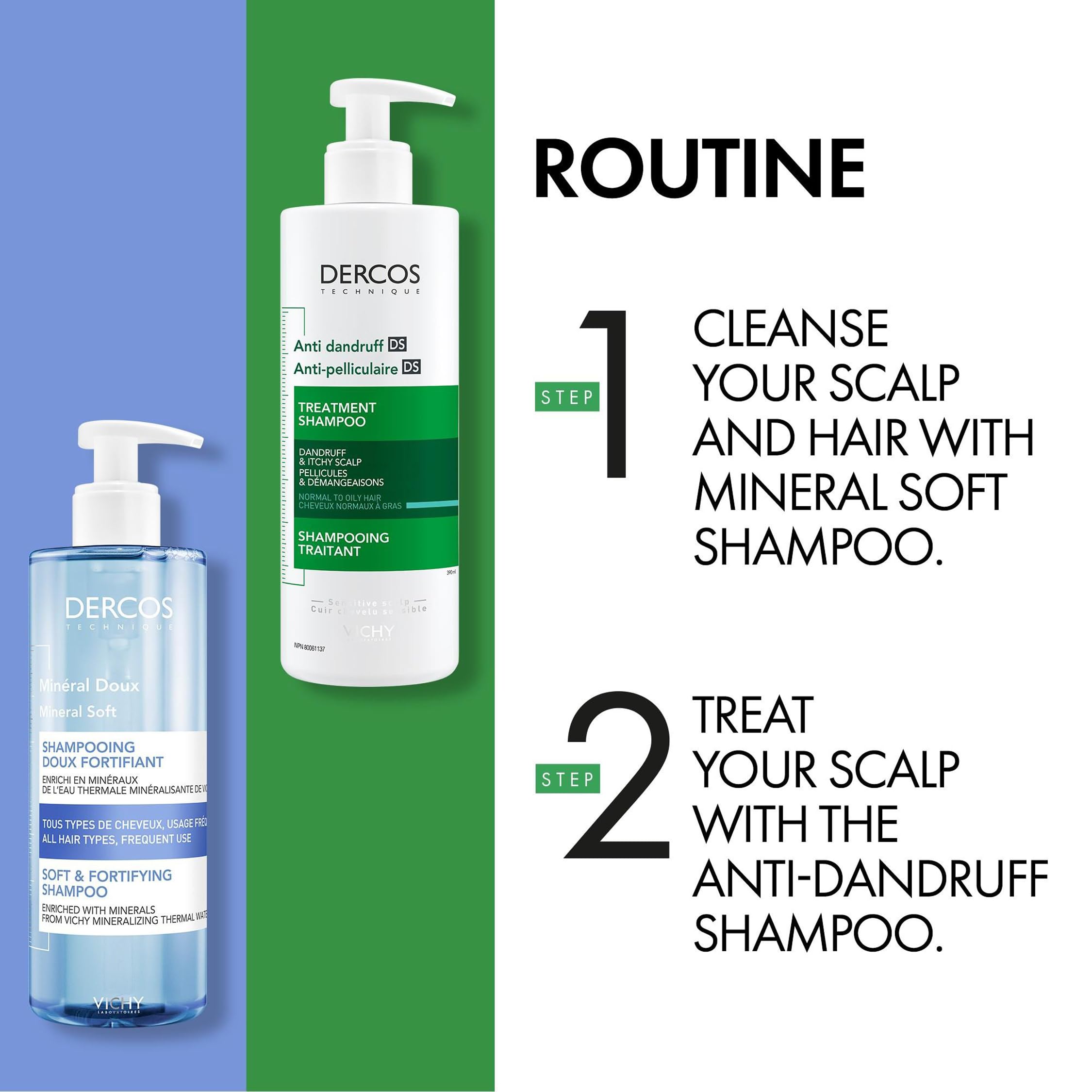 Vichy Anti-Dandruff Shampoo with Salicylic Acid - Itch Relief for Oily & Greasy Hair - Dermatologist Recommended for Men & Women - Clean Scalp Solution - Perfect for Daily Use & Sensitive Scalp Care